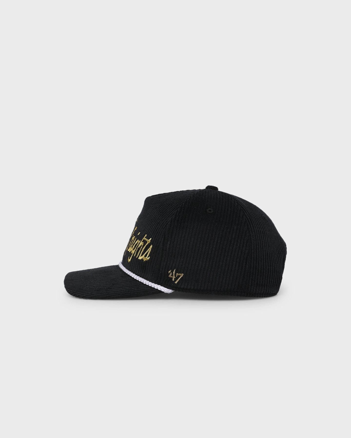 47 Brand Vegas Golden Knights 'NHL Corduroy Team Script' Corduroy Crossrope 47 Hitch Snapback Black