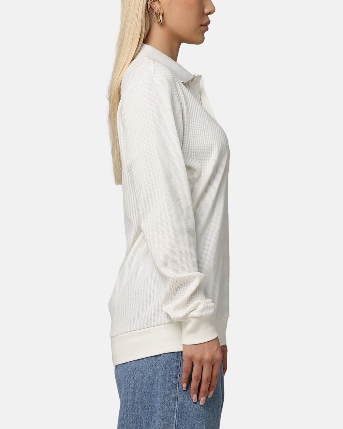 Adidas Long Sleeve Polo Shirt Off White