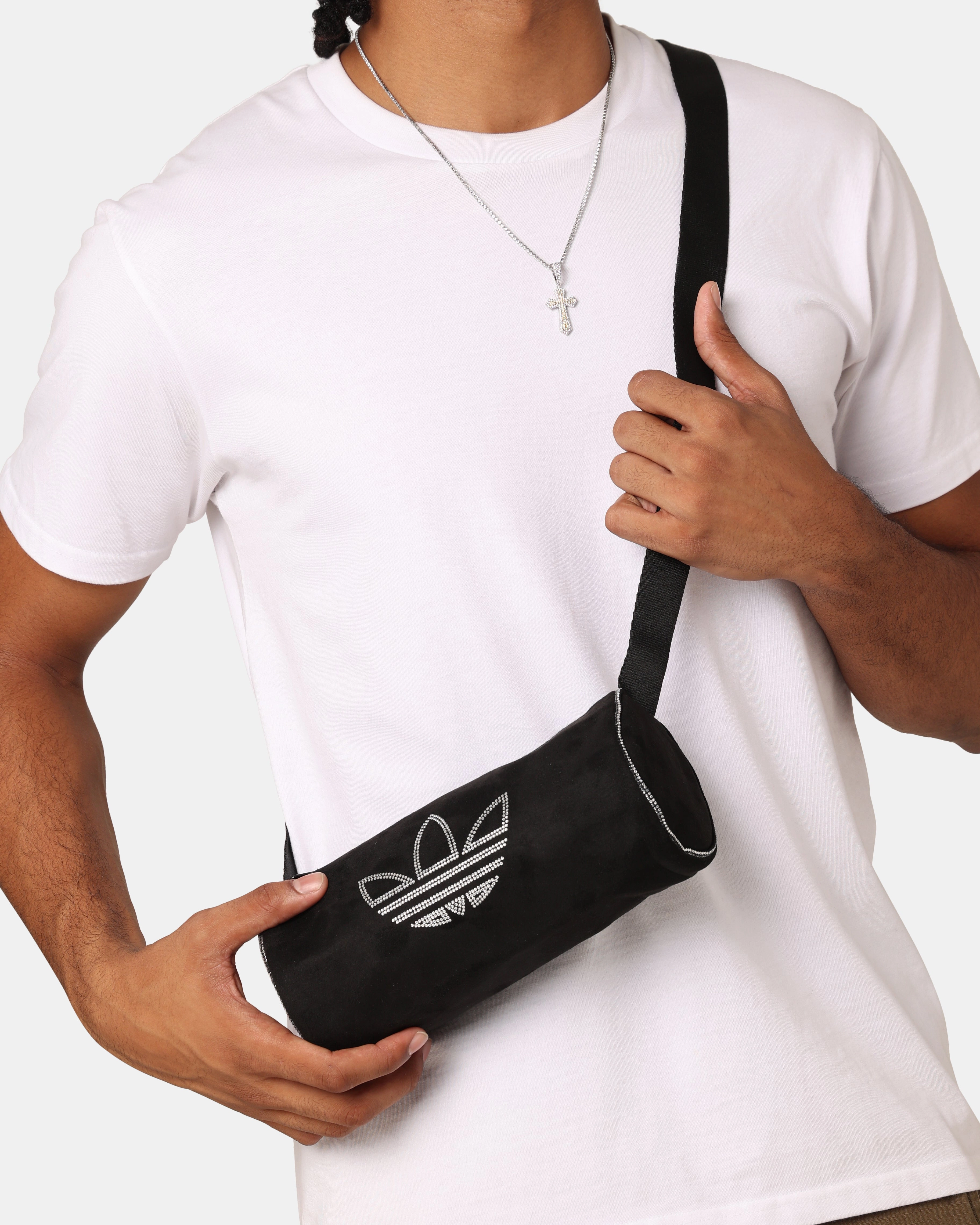 Adidas Rhinestones Fake Suede Mini Duffel Bag Black