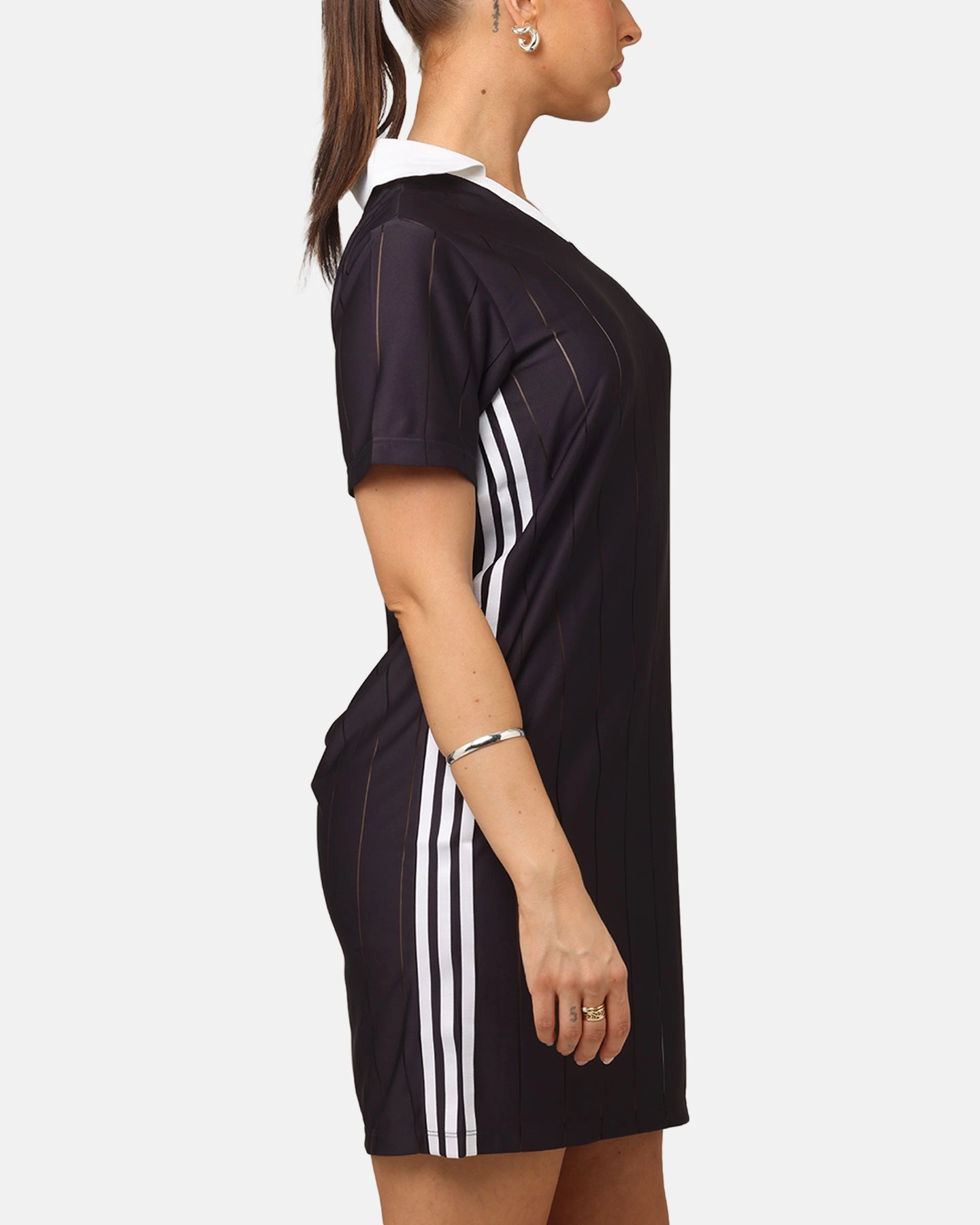Adidas Women's 3-Stripes Pinstripe Dress Aurora Black