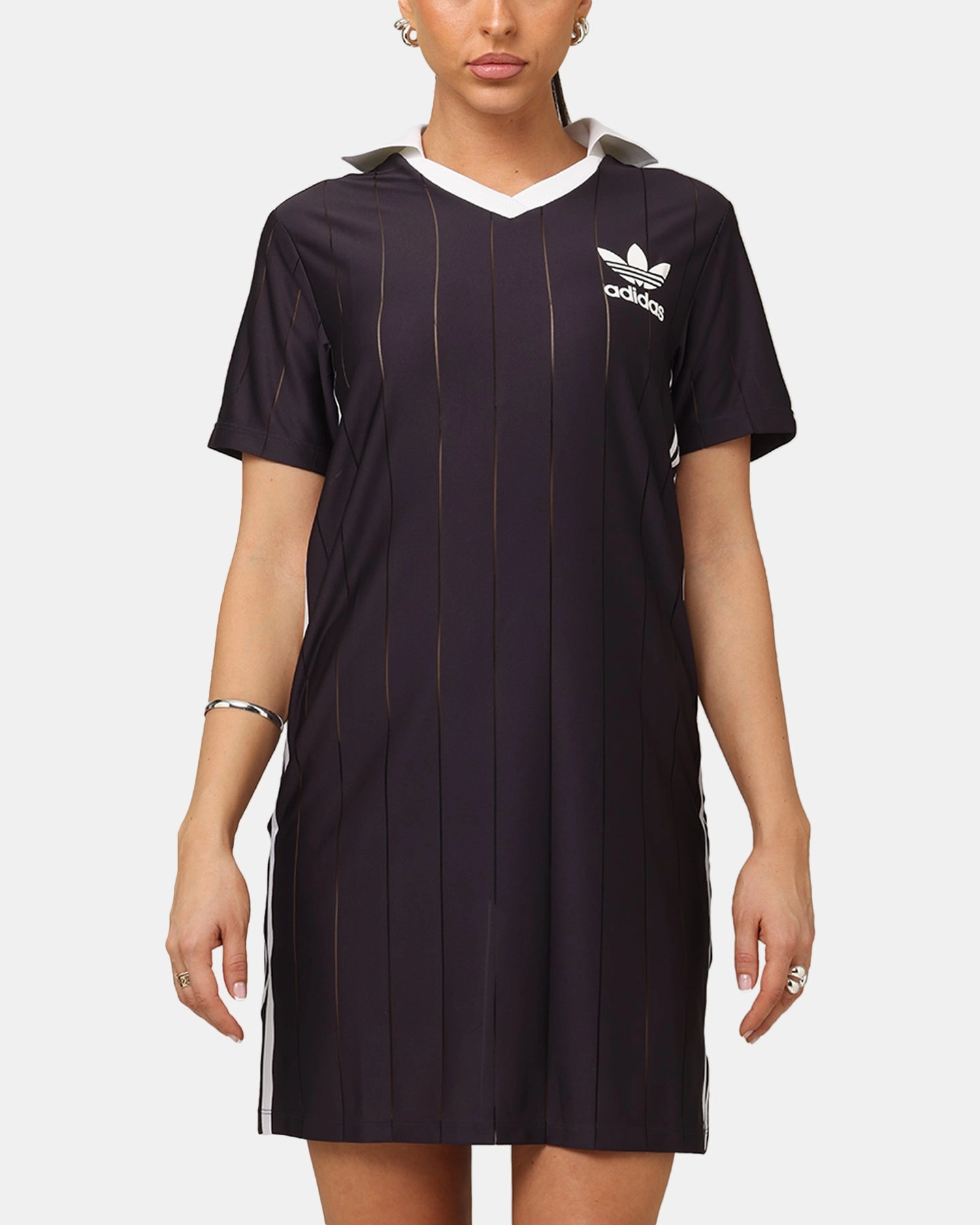 Adidas Women's 3-Stripes Pinstripe Dress Aurora Black