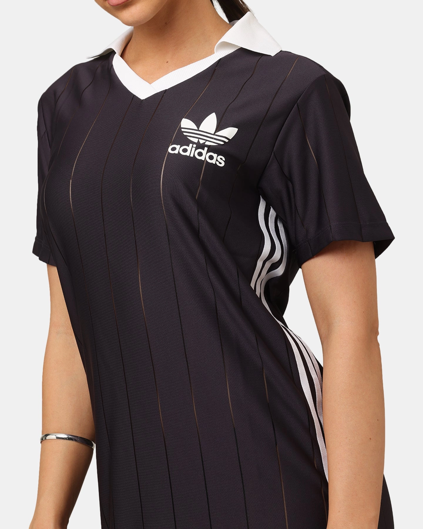 Adidas Women's 3-Stripes Pinstripe Dress Aurora Black
