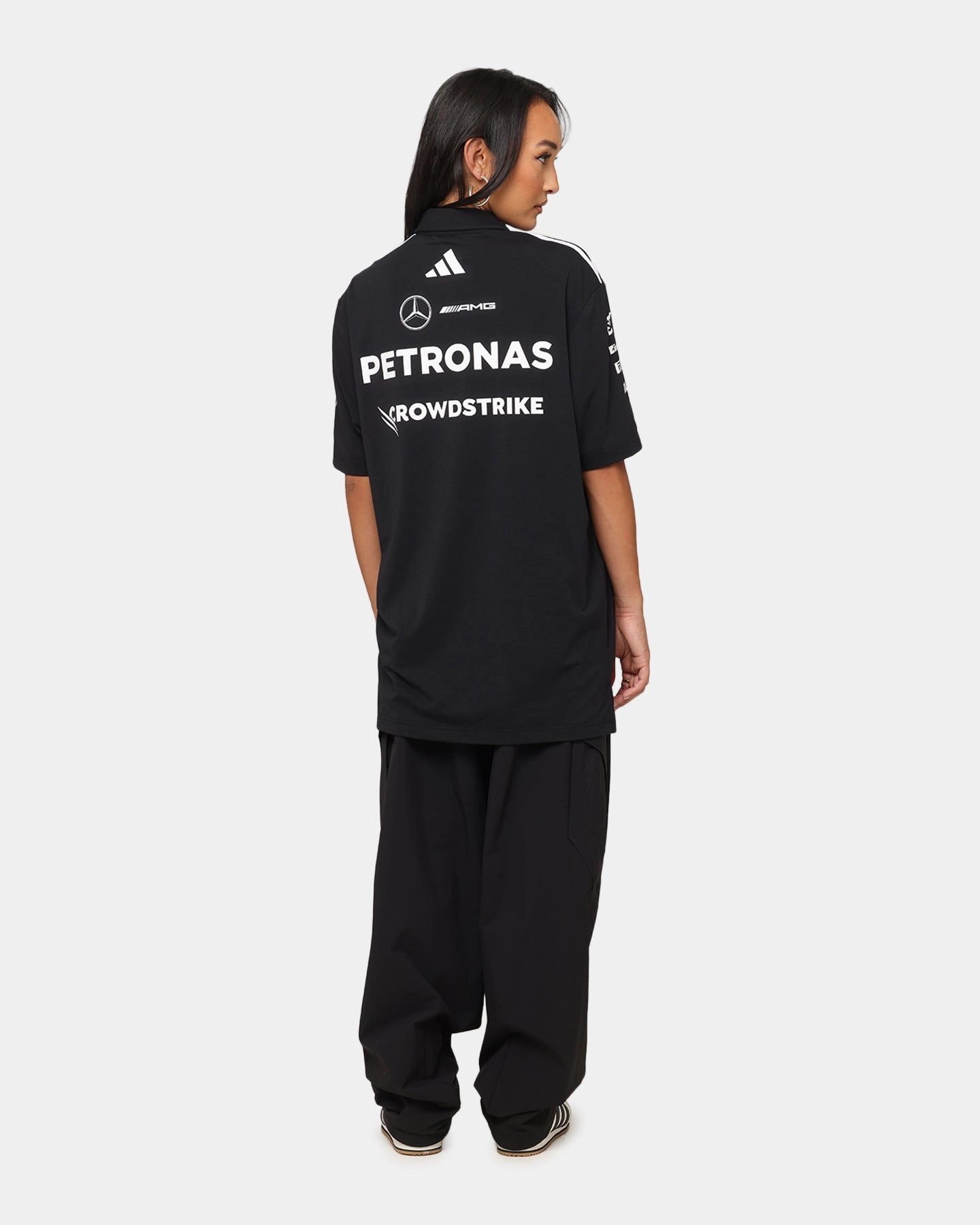 adidas x Mercedes-AMG PETRONAS Formula One F1 2025 Team Polo Shirt Black/White