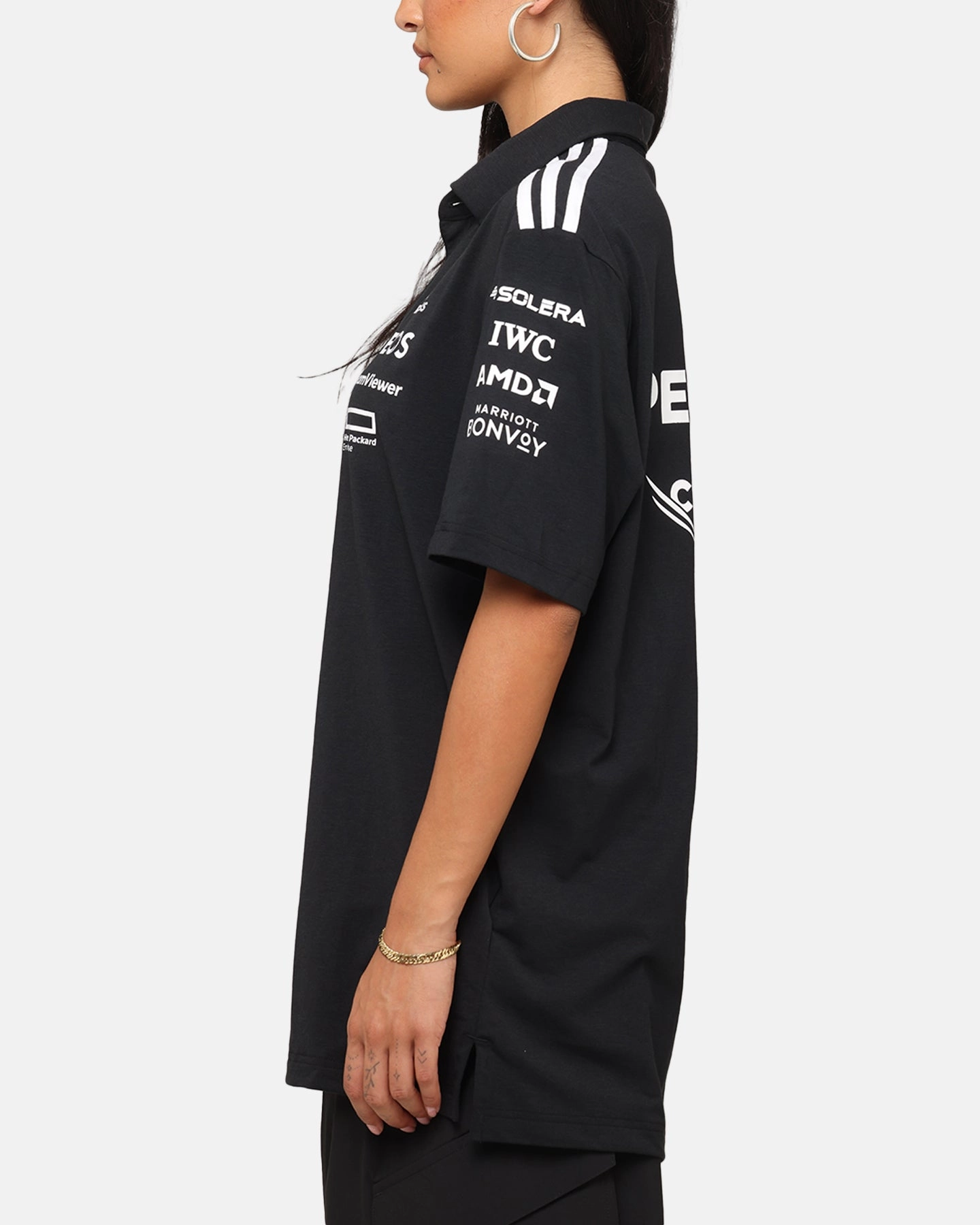 adidas x Mercedes-AMG PETRONAS Formula One F1 2025 Team Polo Shirt Black/White