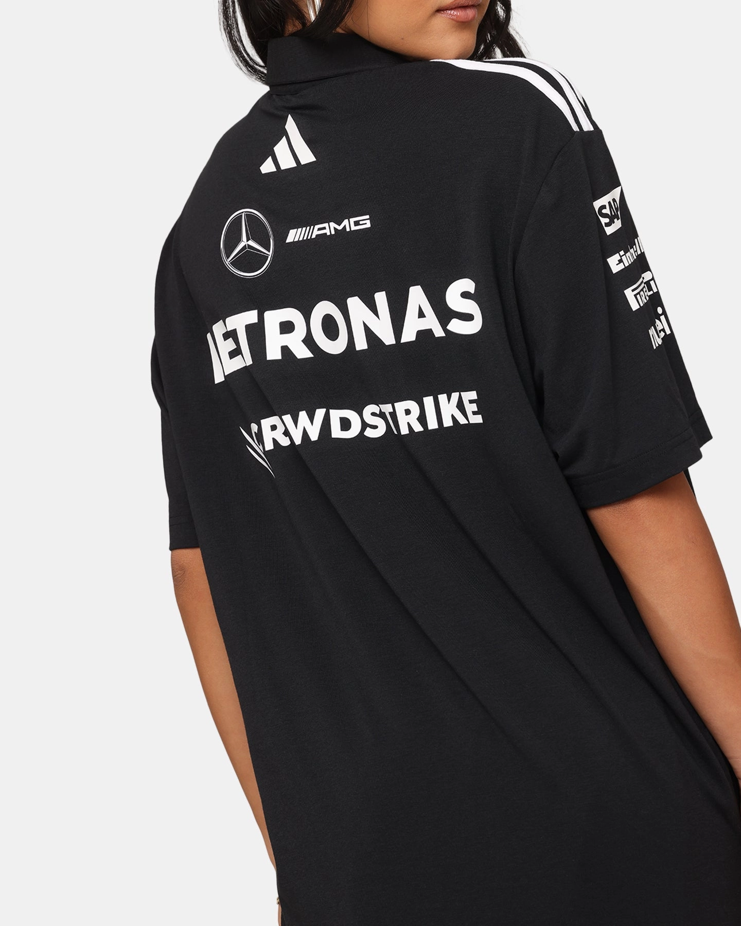 adidas x Mercedes-AMG PETRONAS Formula One F1 2025 Team Polo Shirt Black/White