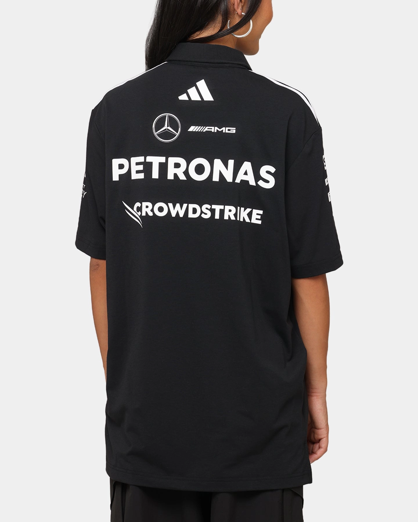 adidas x Mercedes-AMG PETRONAS Formula One F1 2025 Team Polo Shirt Black/White