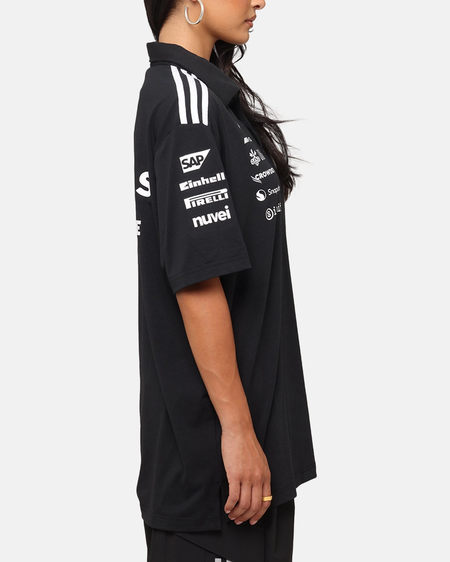adidas x Mercedes-AMG PETRONAS Formula One F1 2025 Team Polo Shirt Black/White