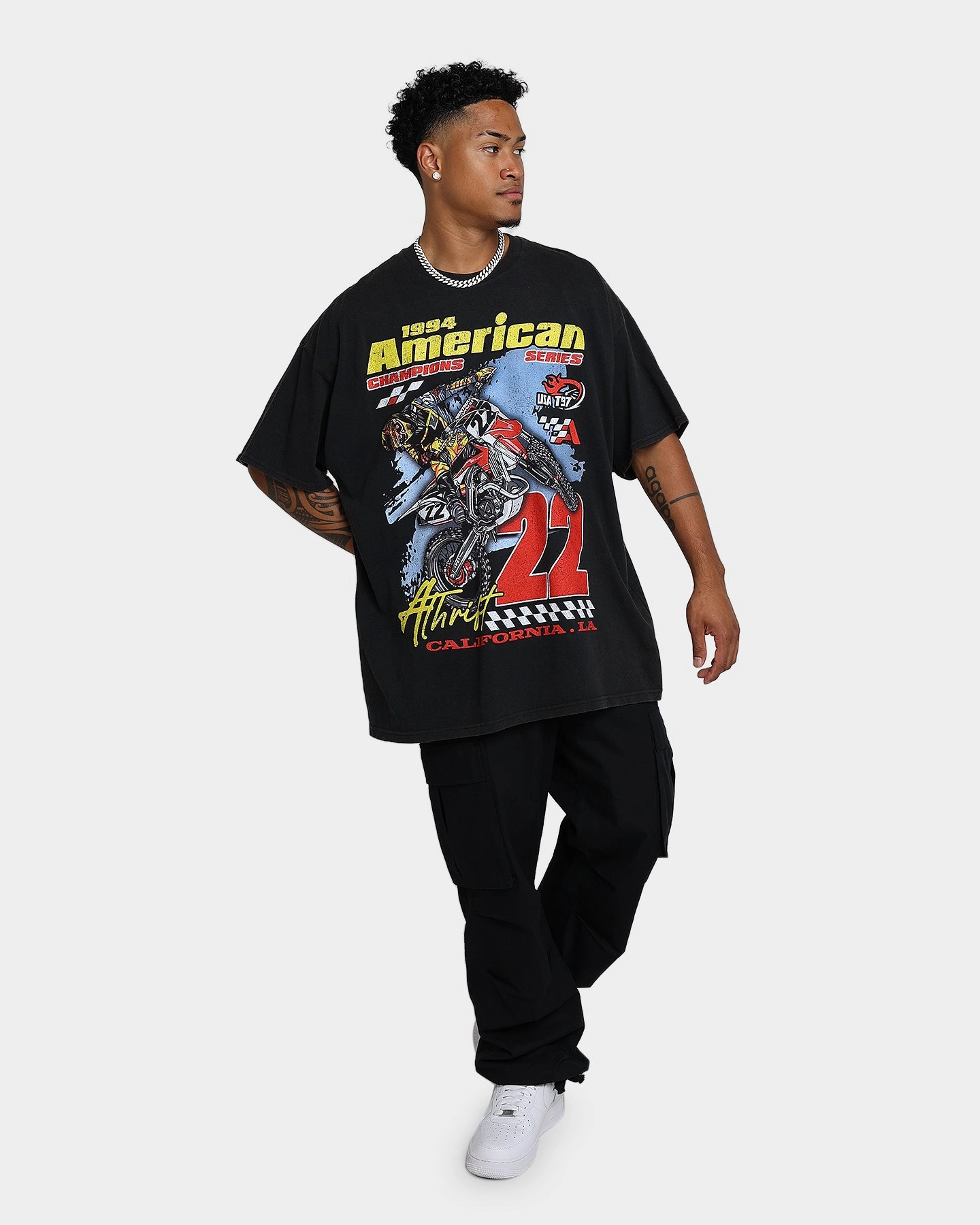 American Thrift Dirt Bike T-Shirt Off Black