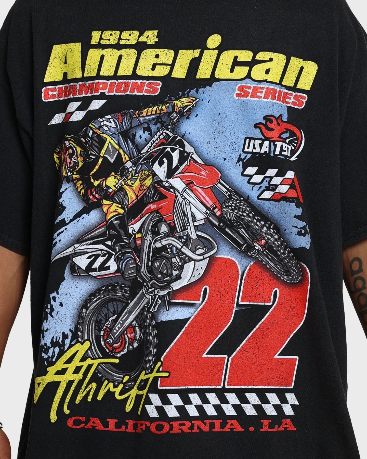 American Thrift Dirt Bike T-Shirt Off Black