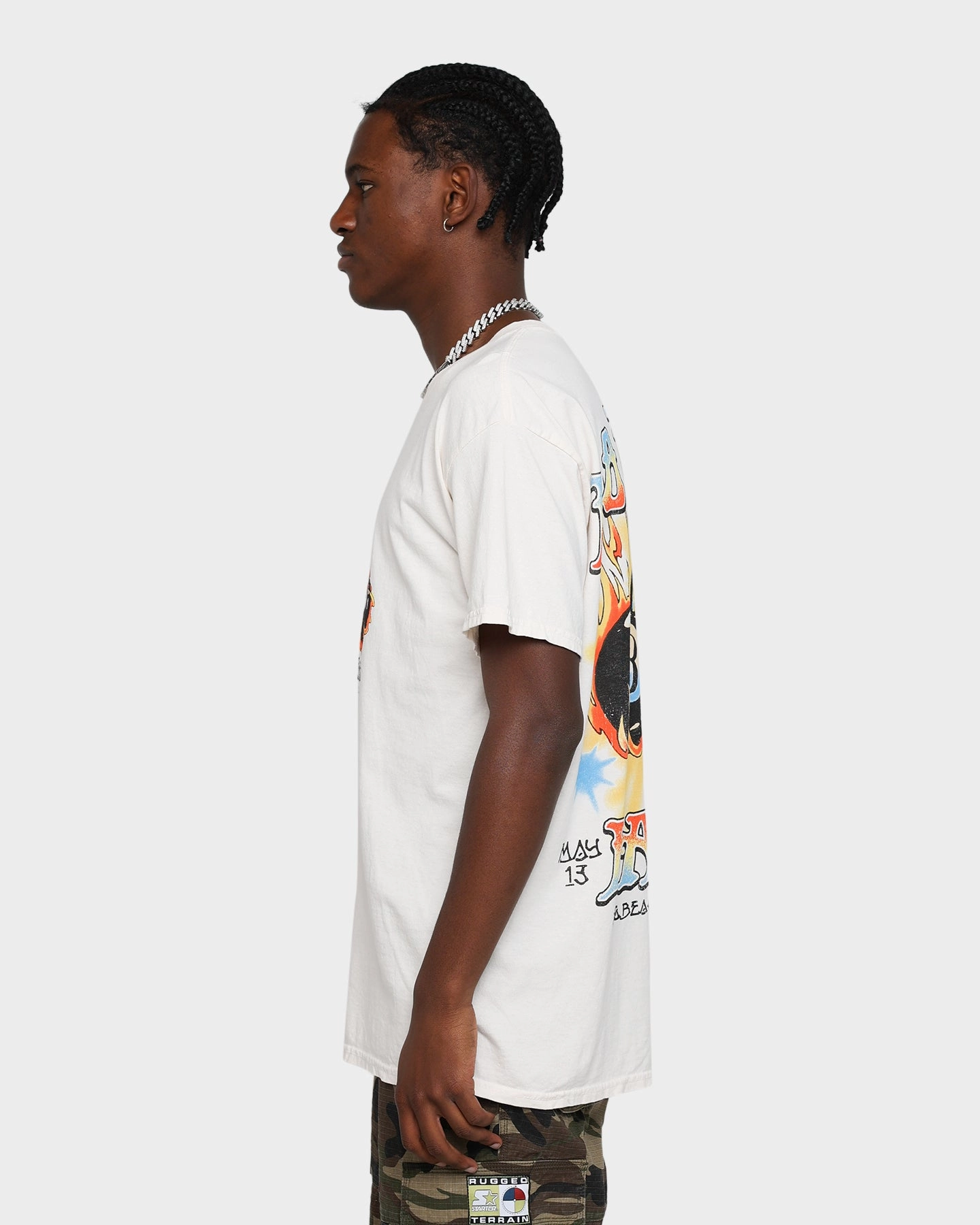 American Thrift Rollars Ball Thrifted Vintage T-Shirt Off White