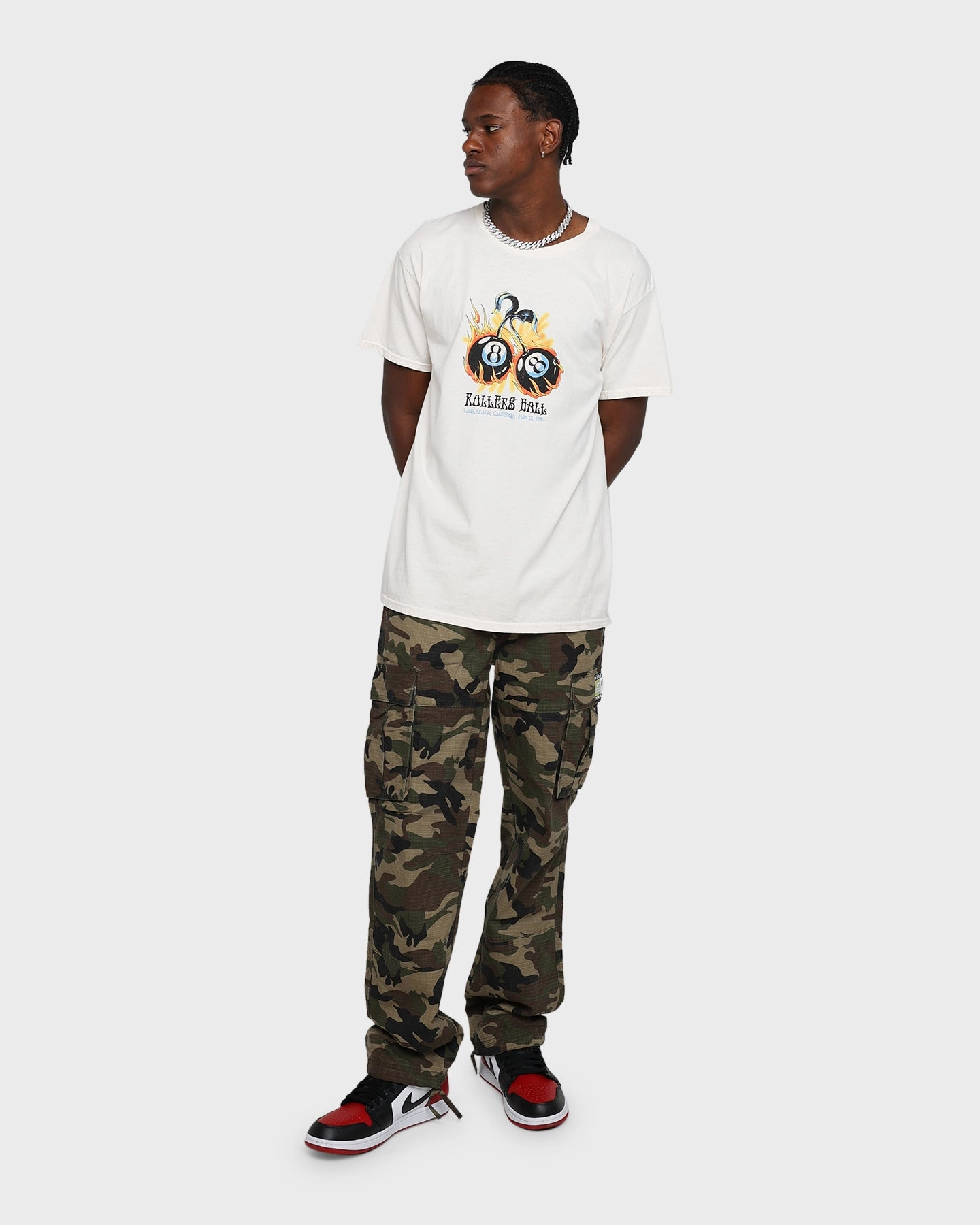 American Thrift Rollars Ball Thrifted Vintage T-Shirt Off White