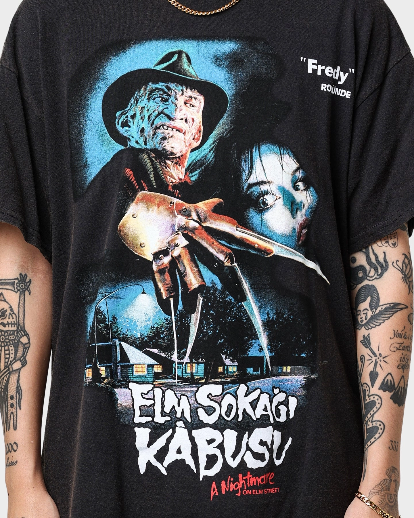 American Thrift X A Nightmare on Elm Street Nightmare Poster Vintage T-Shirt Vintage Black