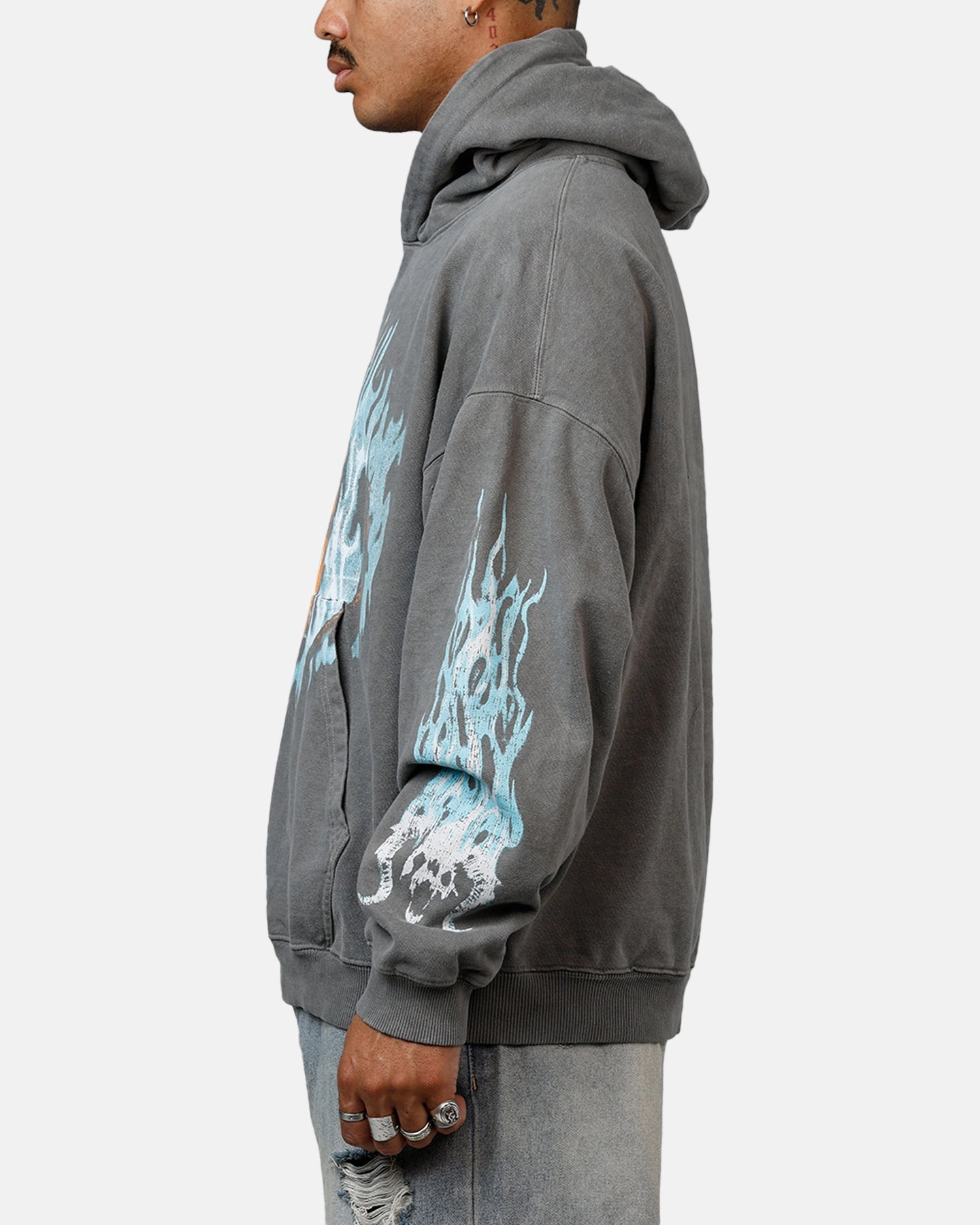 American Thrift X Lord Of The Rings The Balrog Premium Hoodie Washed Charcoal