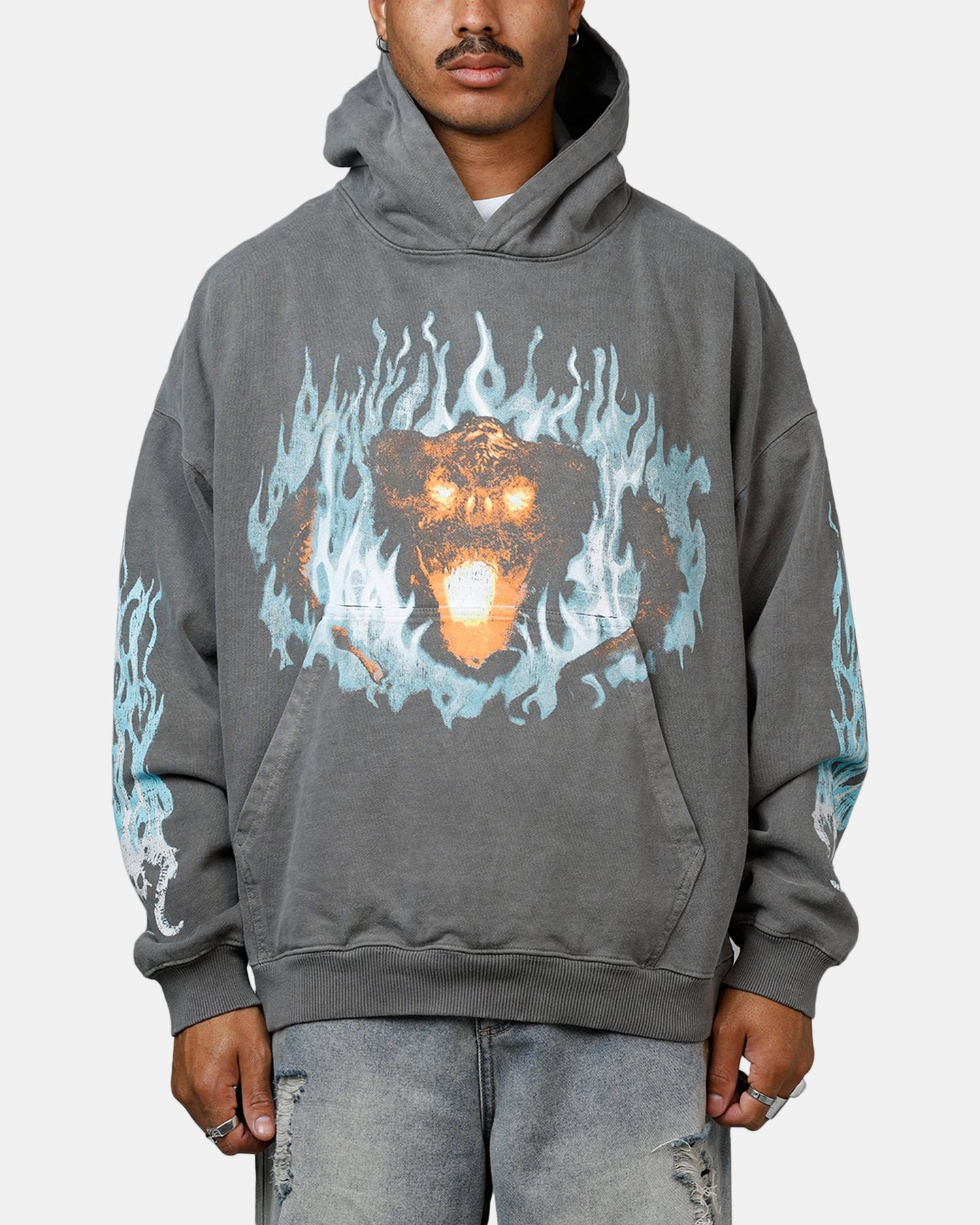 American Thrift X Lord Of The Rings The Balrog Premium Hoodie Washed Charcoal