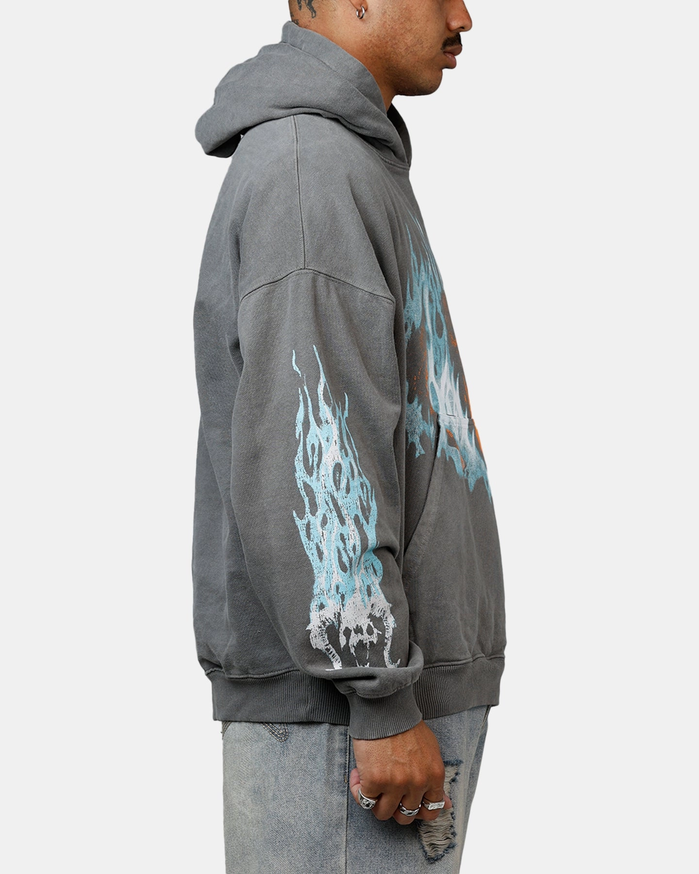 American Thrift X Lord Of The Rings The Balrog Premium Hoodie Washed Charcoal