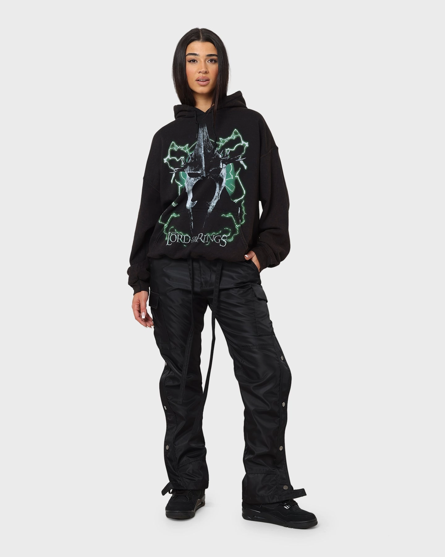 American Thrift X Lord Of The Rings Witch-King Of Angmar Vintage Hoodie Washed Black