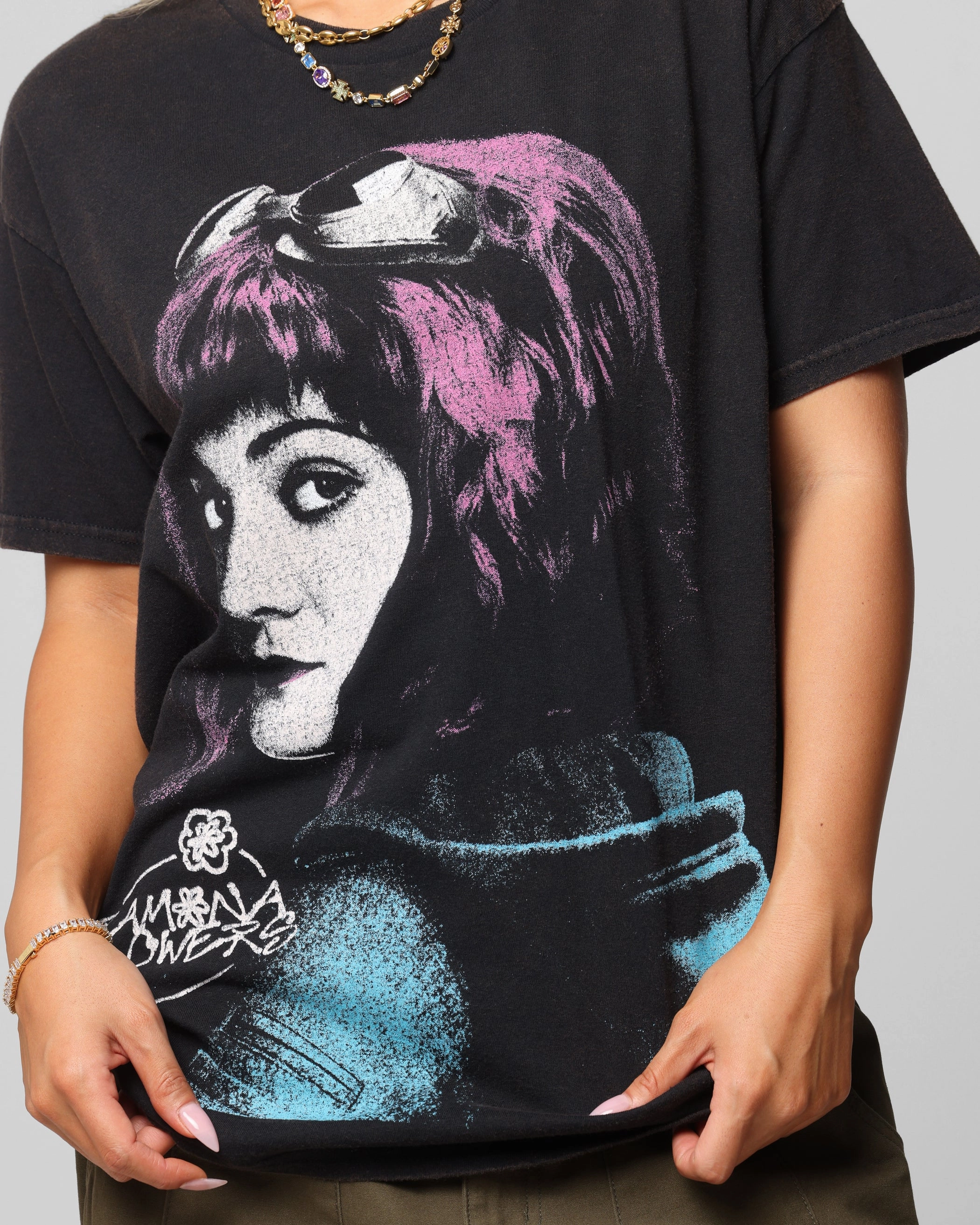 American Thrift X Scott Pilgrim Romona Flowers T-Shirt Black Wash