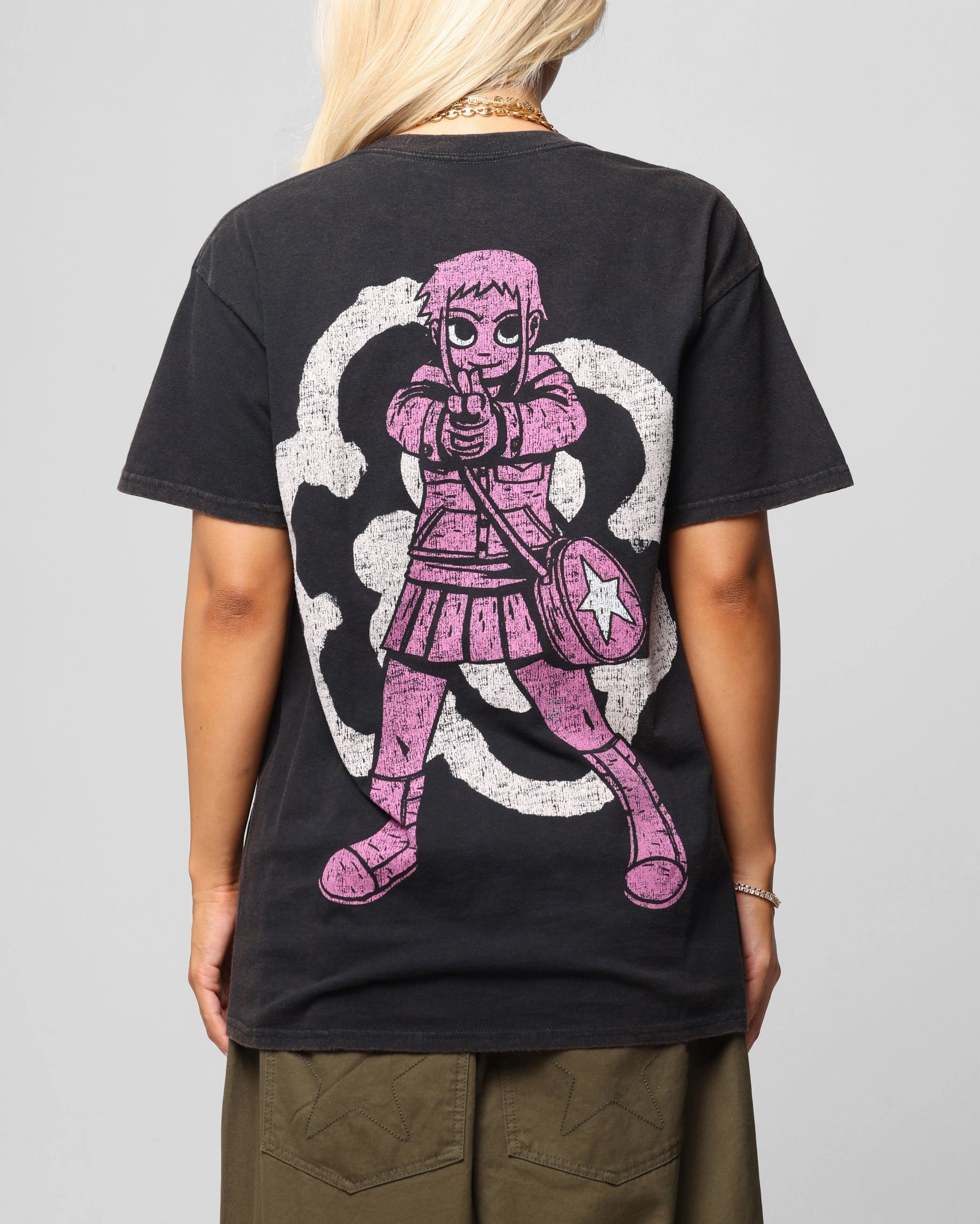 American Thrift X Scott Pilgrim Romona Flowers T-Shirt Black Wash