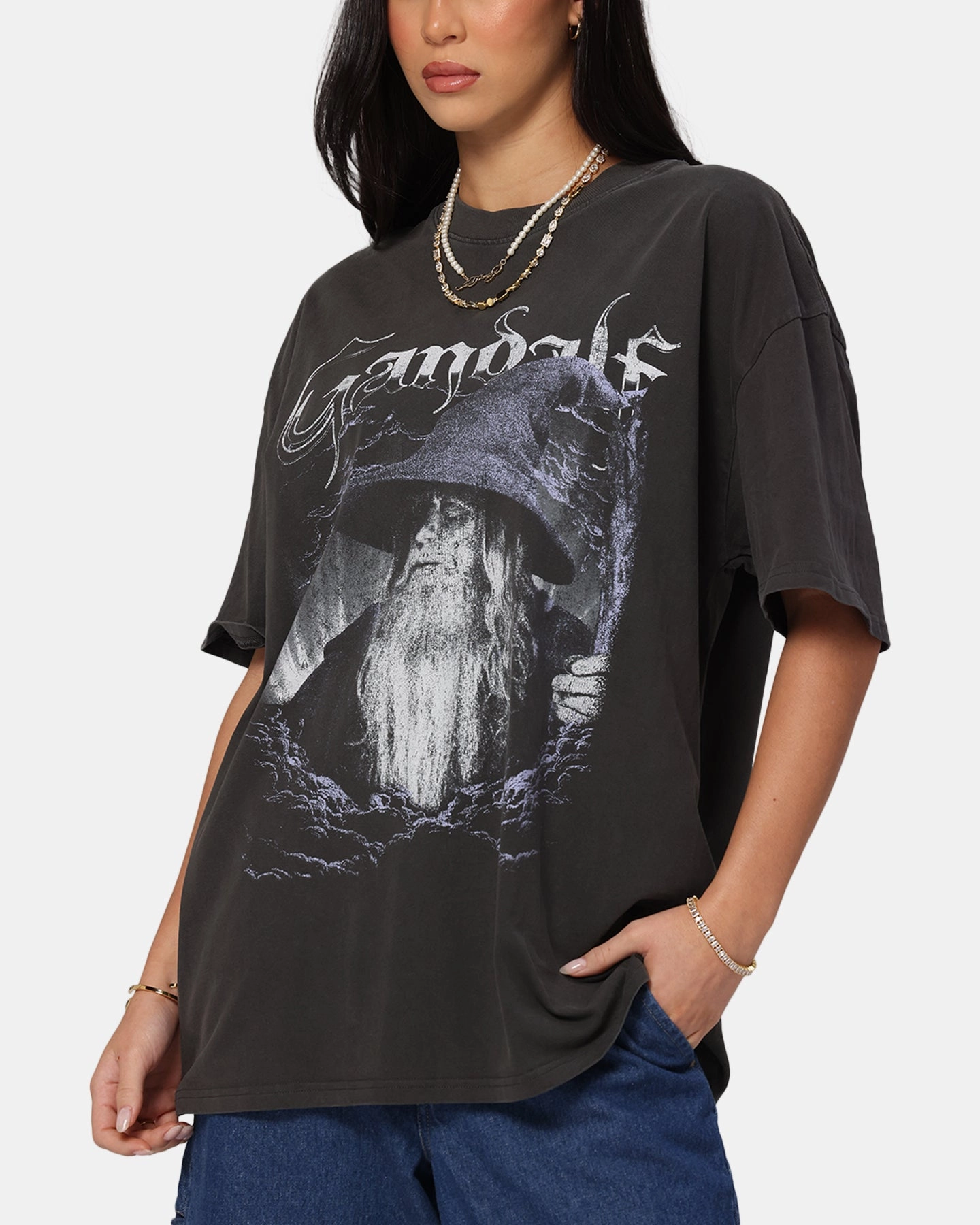 American Thrift X The Lord Of The Rings Gandalf Heavy T-Shirt Black Wash