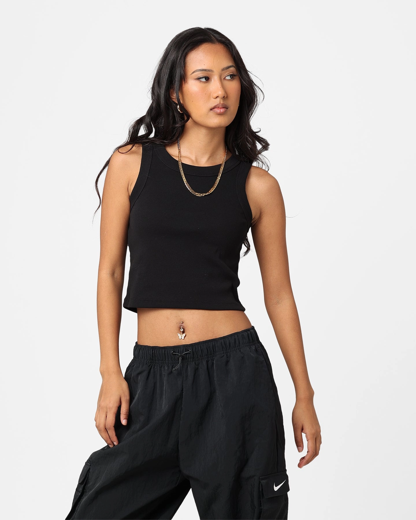 AS Colour Women's Organic Rib Crop Tank Top Black