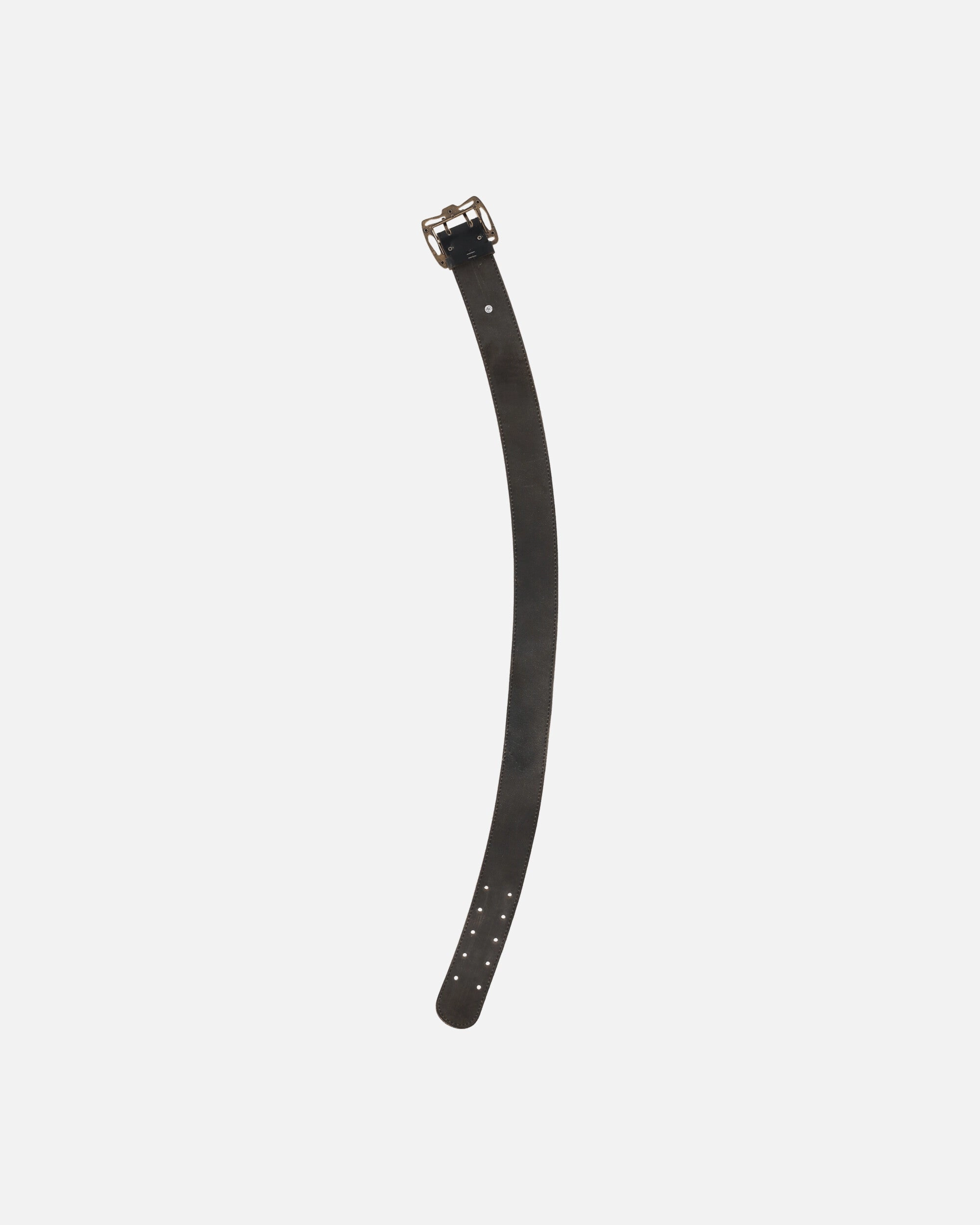 Big Golden Buckle Leather Belt Black