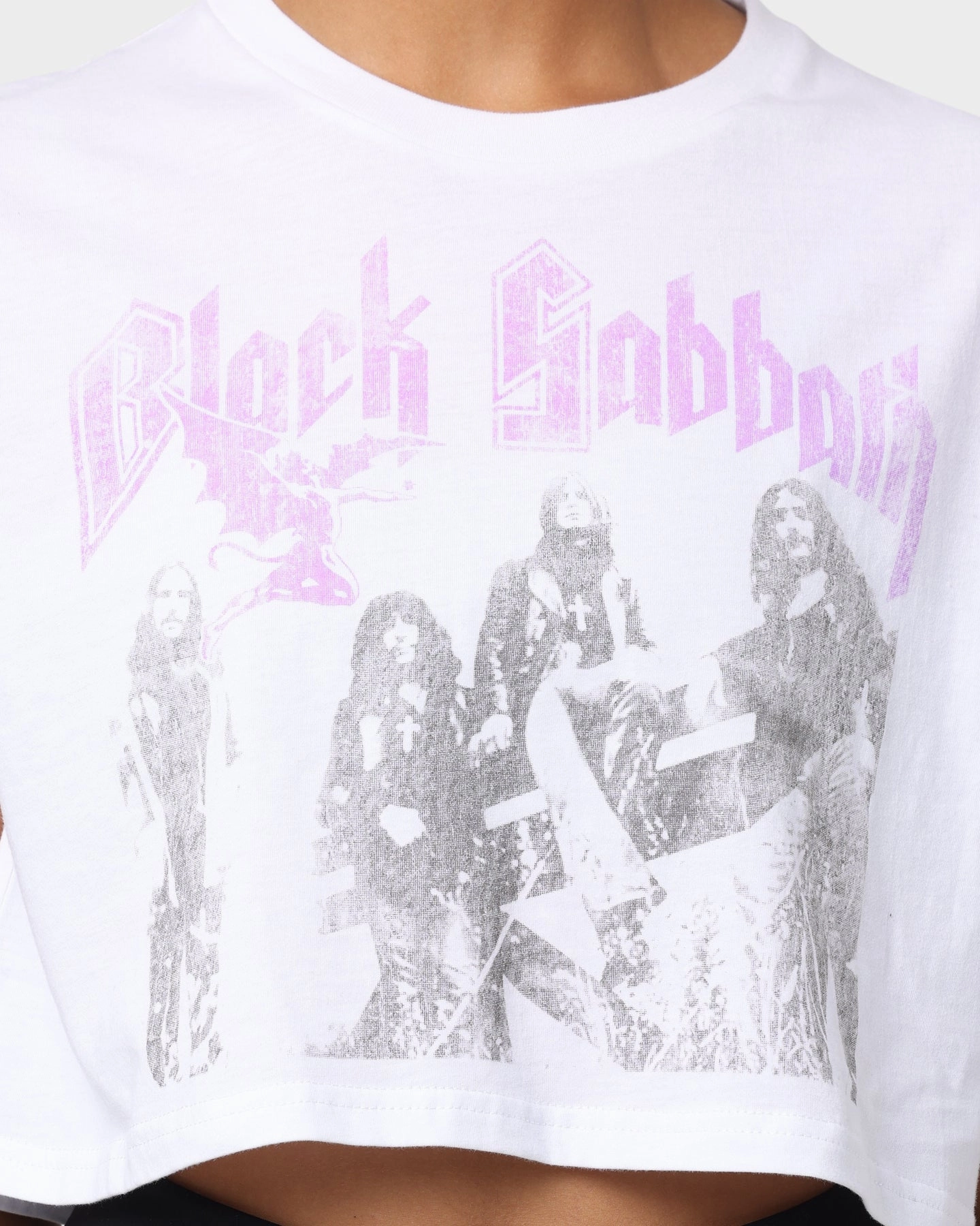 Black Sabbath Women's Paranoid Crop T-Shirt White