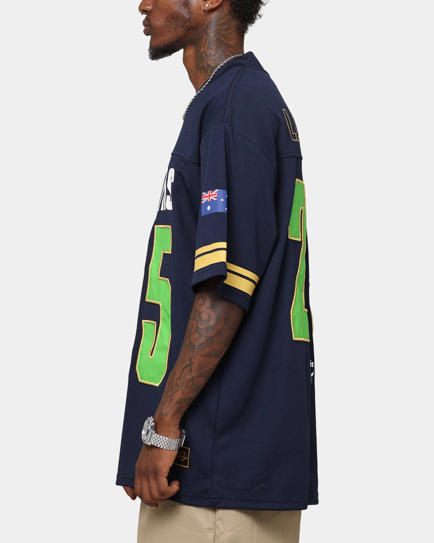 Bleacher Athletic Canberra Raiders NRL 2025 Las Vegas Round Grid Iron T-Shirt Official Team Colour