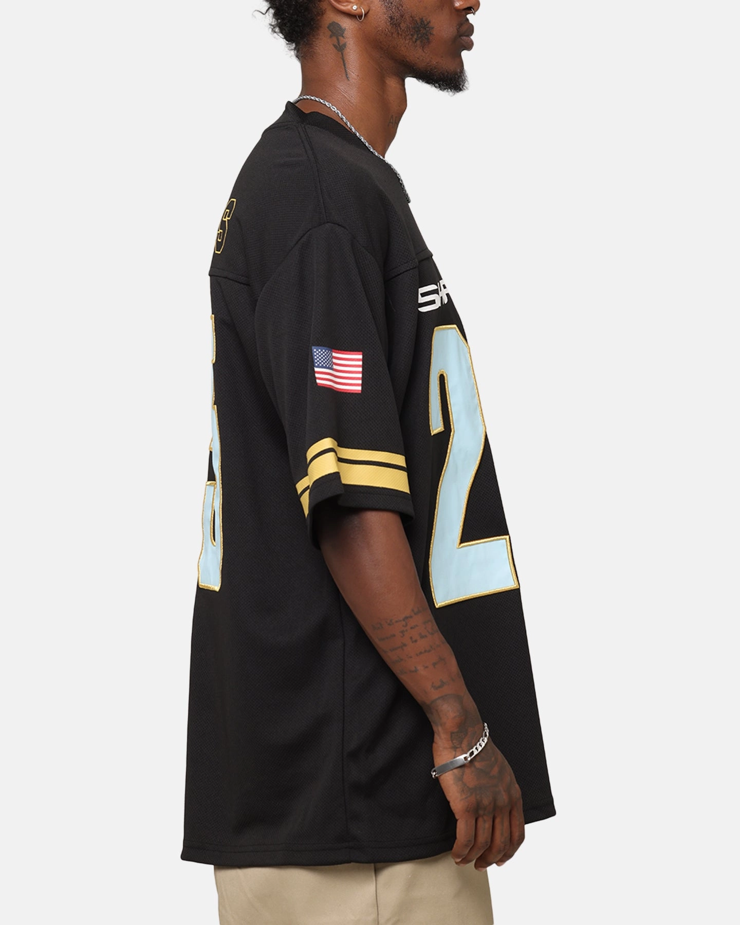 Bleacher Athletic Cronulla Sutherland Sharks NRL 2025 Las Vegas Round Grid Iron T-Shirt Official Team Colour