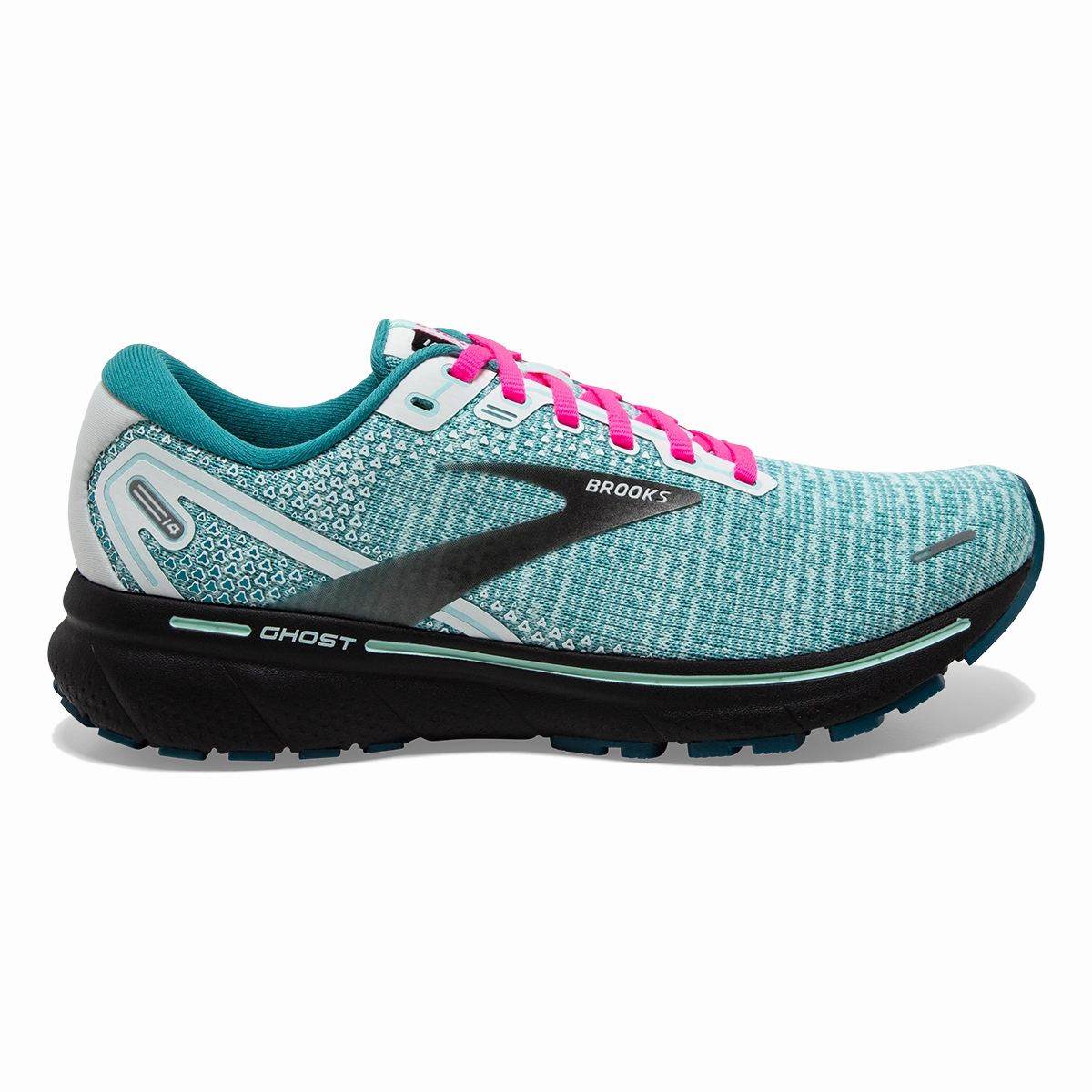 Brooks Ghost 14 - White - Black - Blue Light