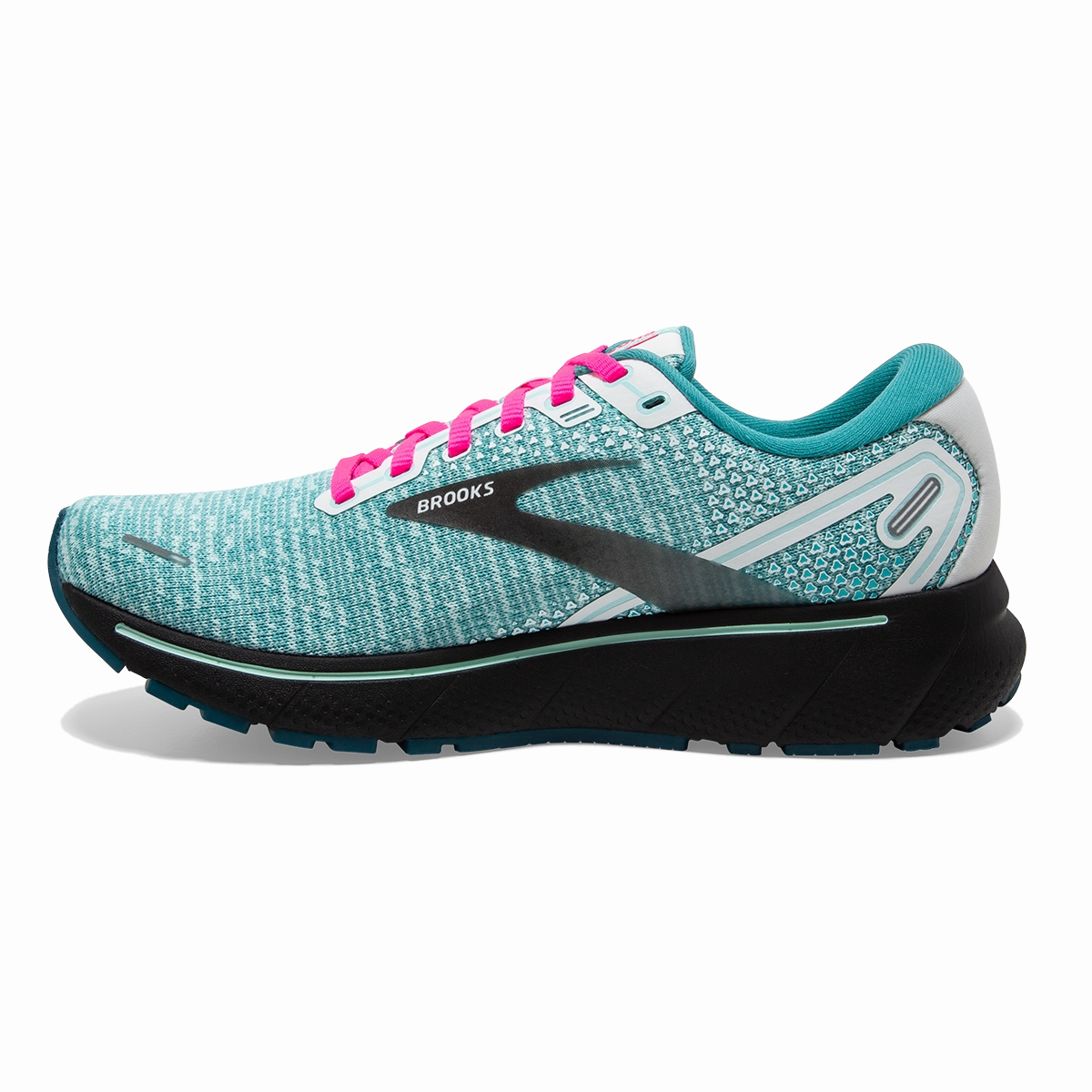 Brooks Ghost 14 - White - Black - Blue Light