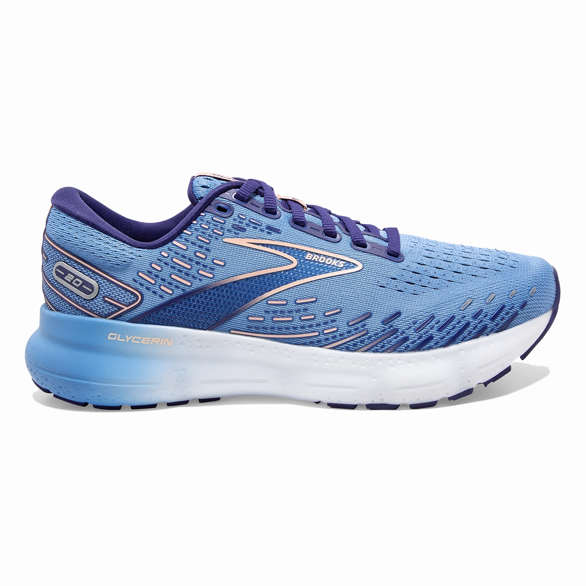 Brooks Glycerin 20 - Blissful Blue - Peach - White