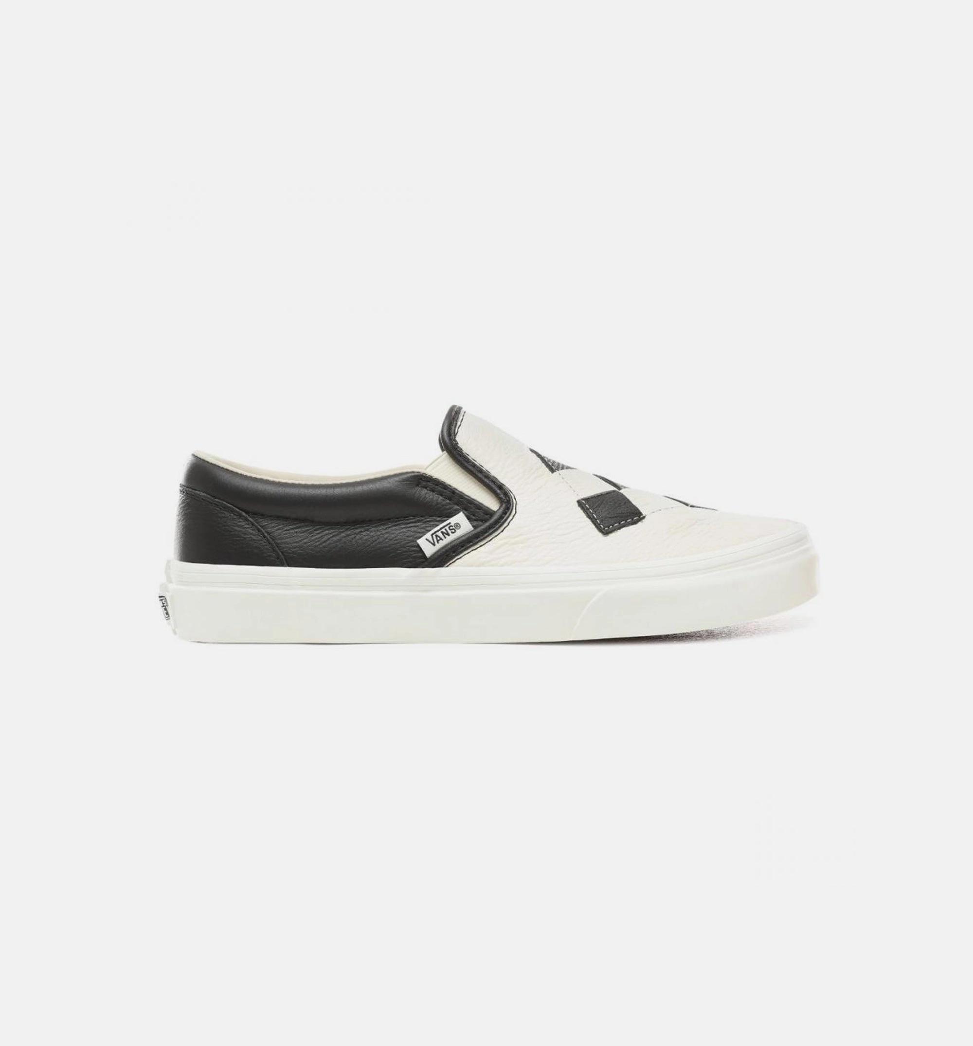 Classic Slip On Woven Leather Mens Shoe - Black/White
