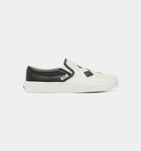 Classic Slip On Woven Leather Mens Shoe - Black/White