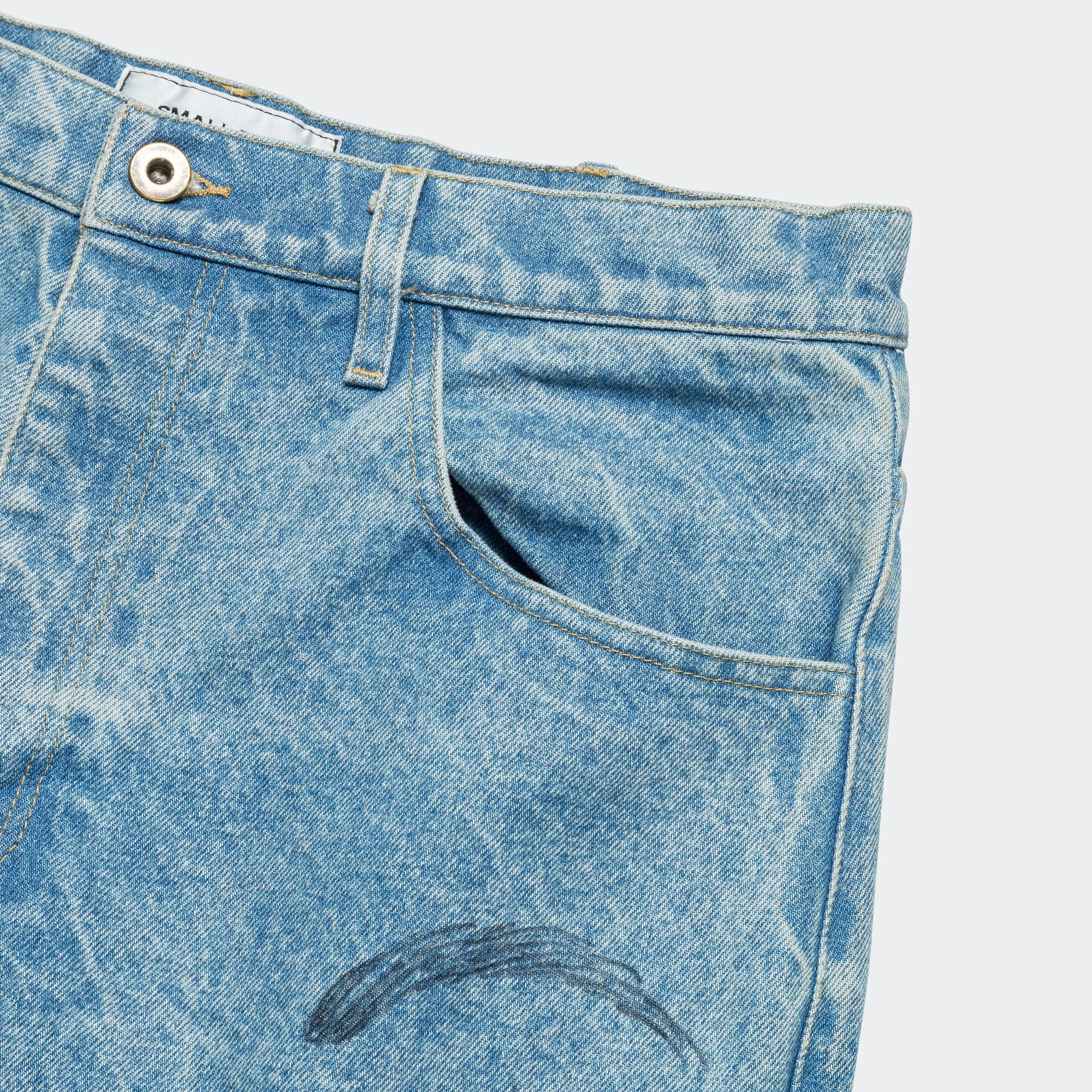 Denim Marker Drawn Jeans - Blue Indigo