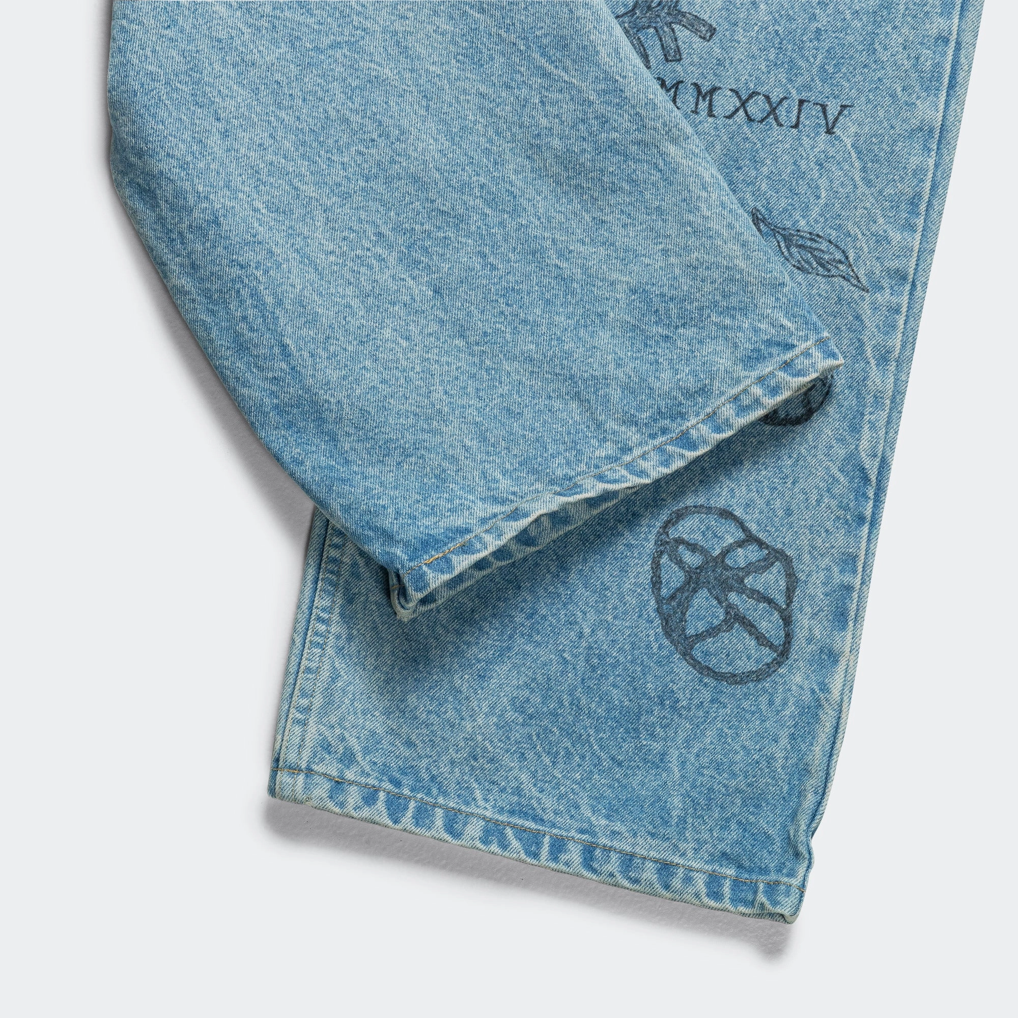 Denim Marker Drawn Jeans - Blue Indigo