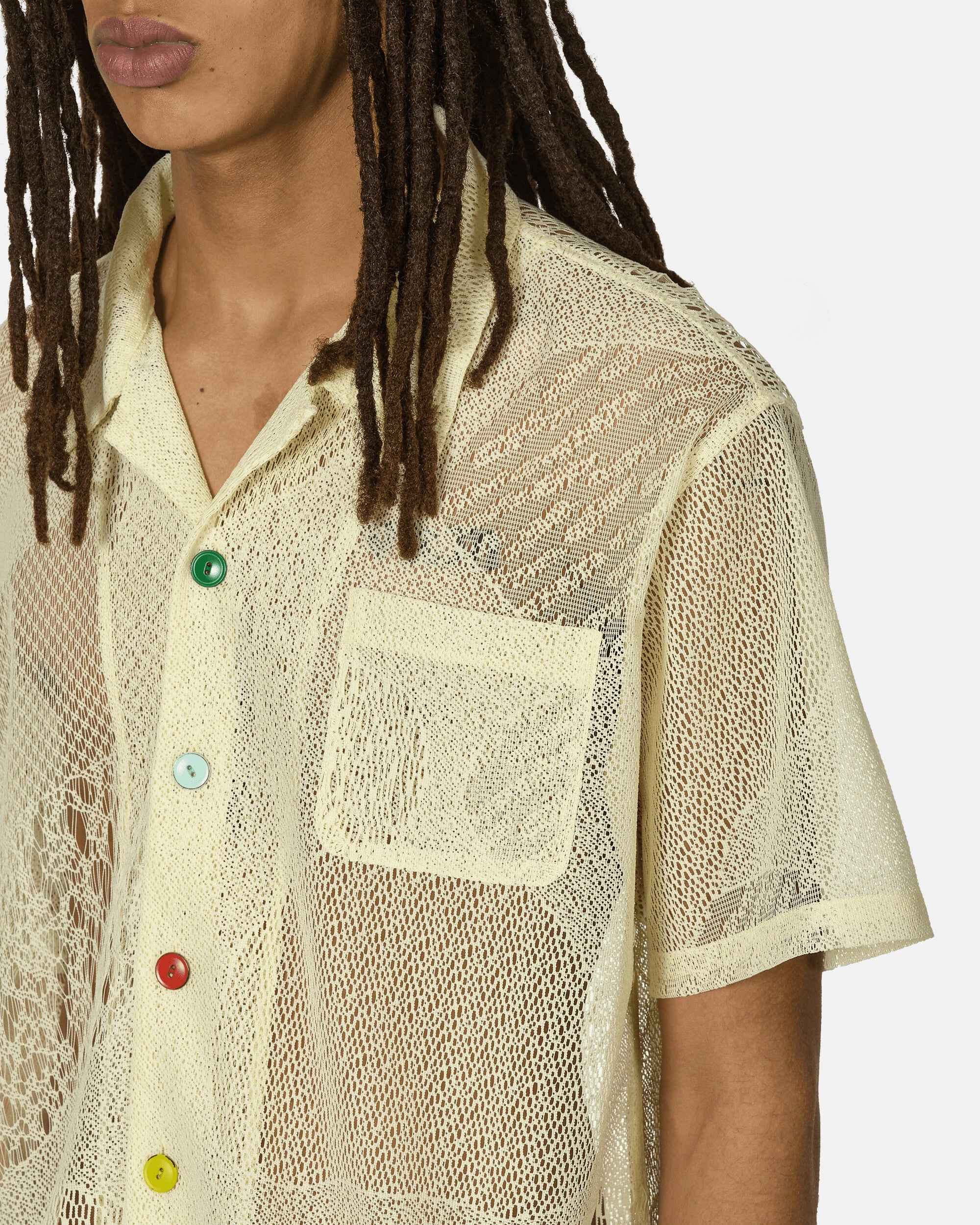 Engineered Mesh Button Shirt Natural
