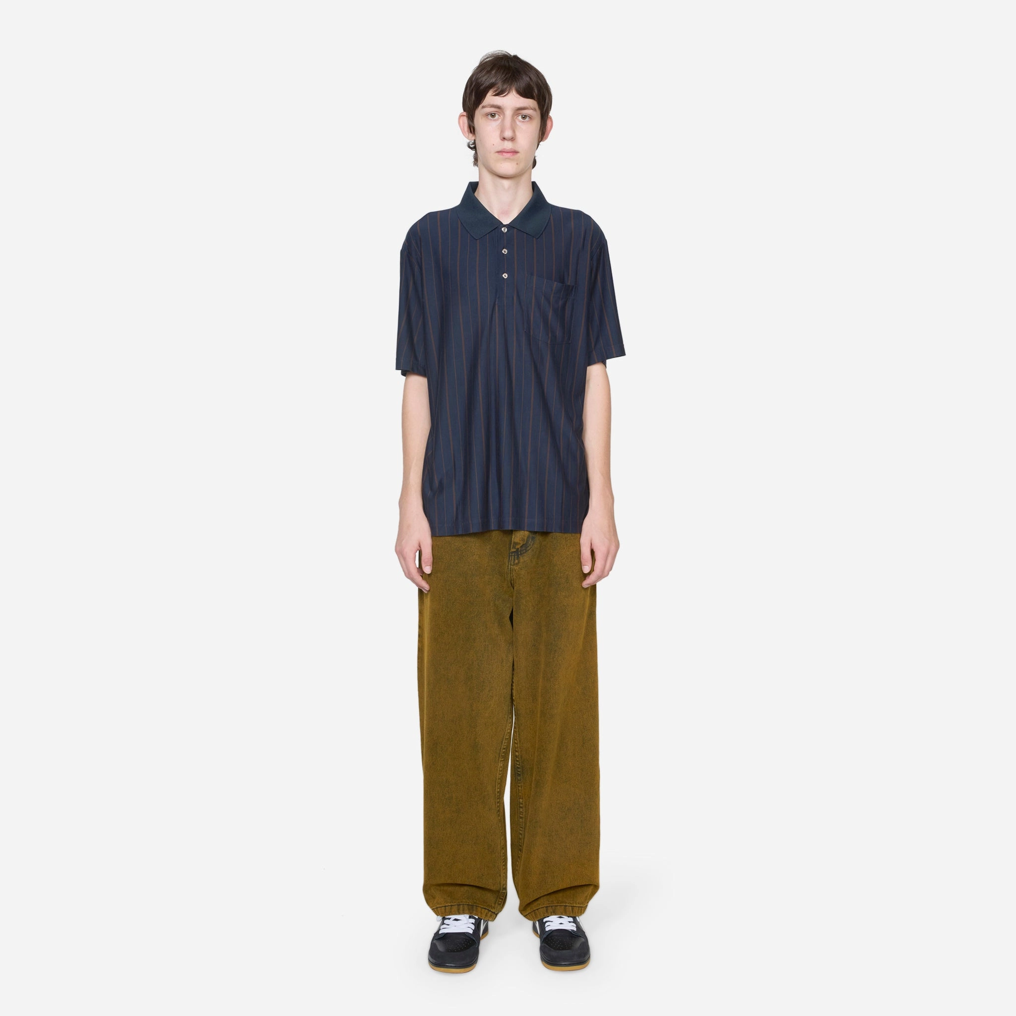 Fancy Polo Shirt Navy | Dark Brown