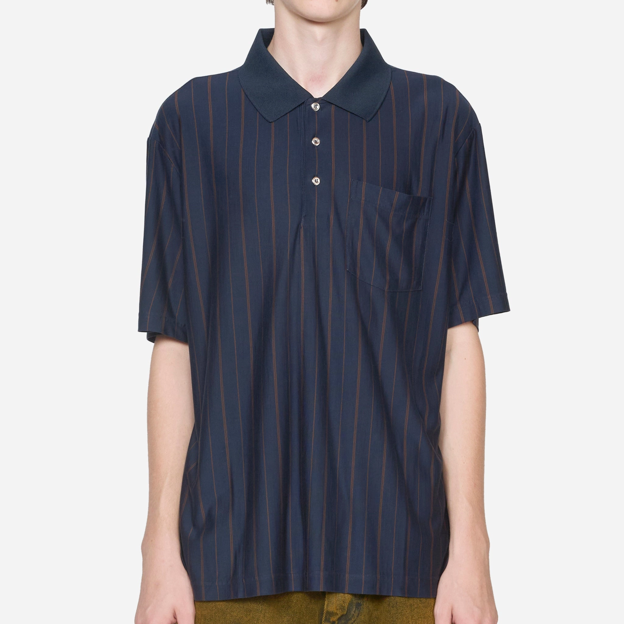 Fancy Polo Shirt Navy | Dark Brown