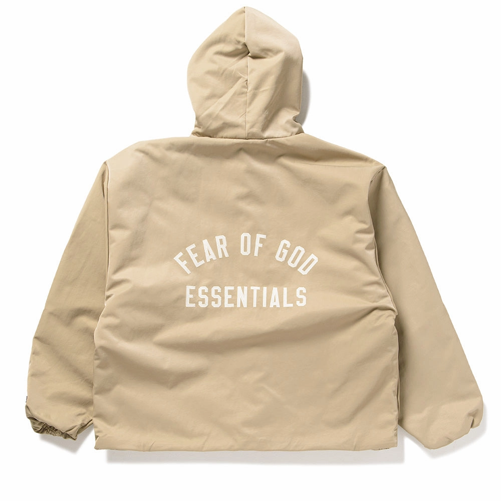 Fear Of God Essentials Textured Nylon Hooded Coaches Jacket - Desert Sand