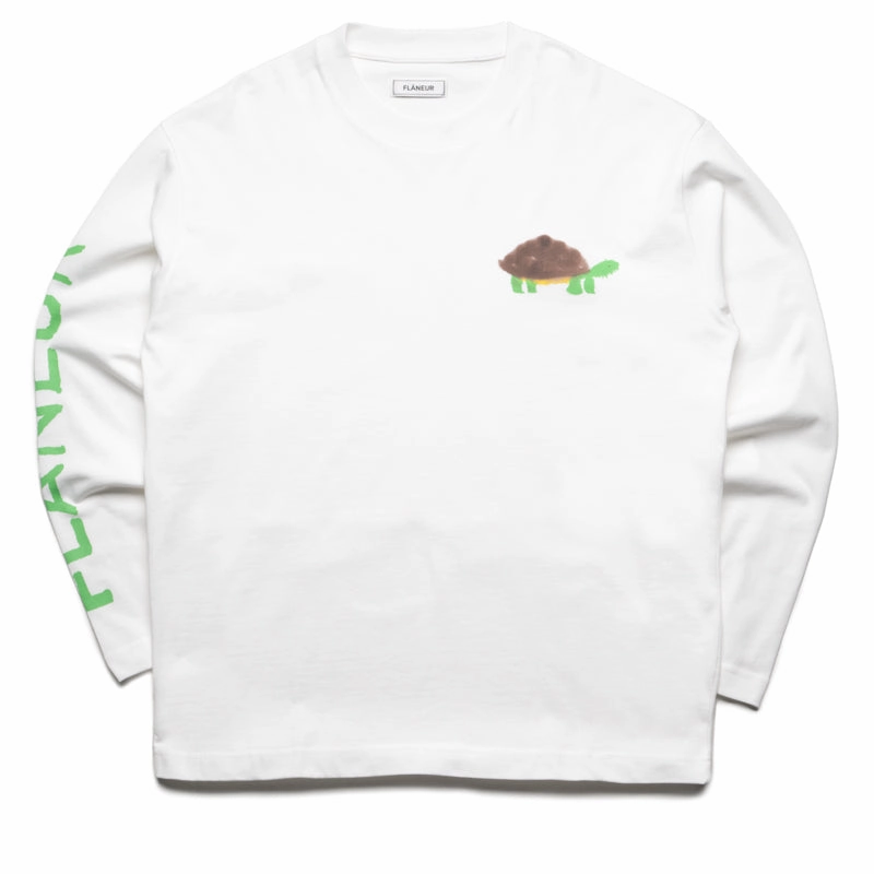 Flaneur Watercolor Turtle L/S Tee - White