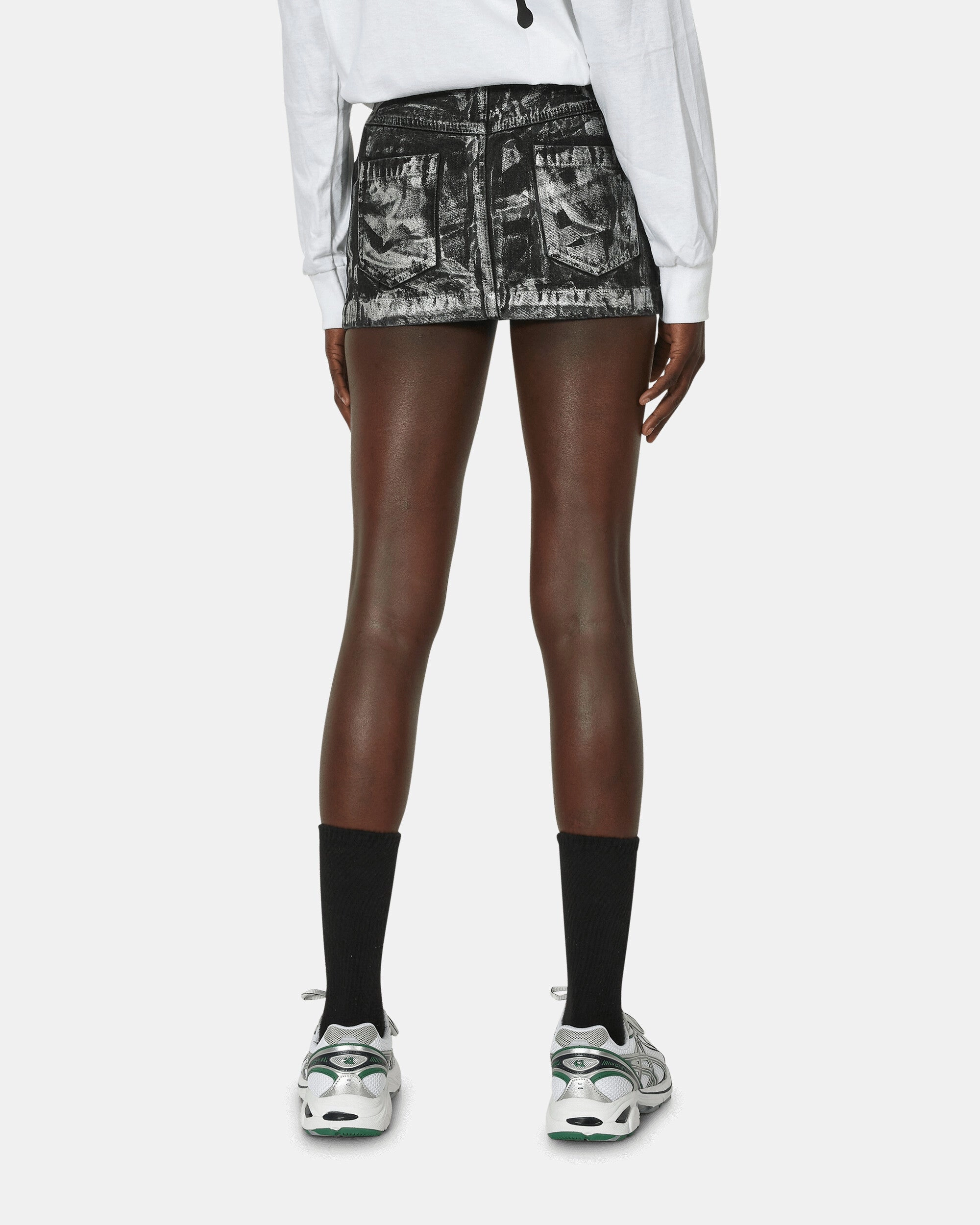 Floral Crinkled Skirt Black