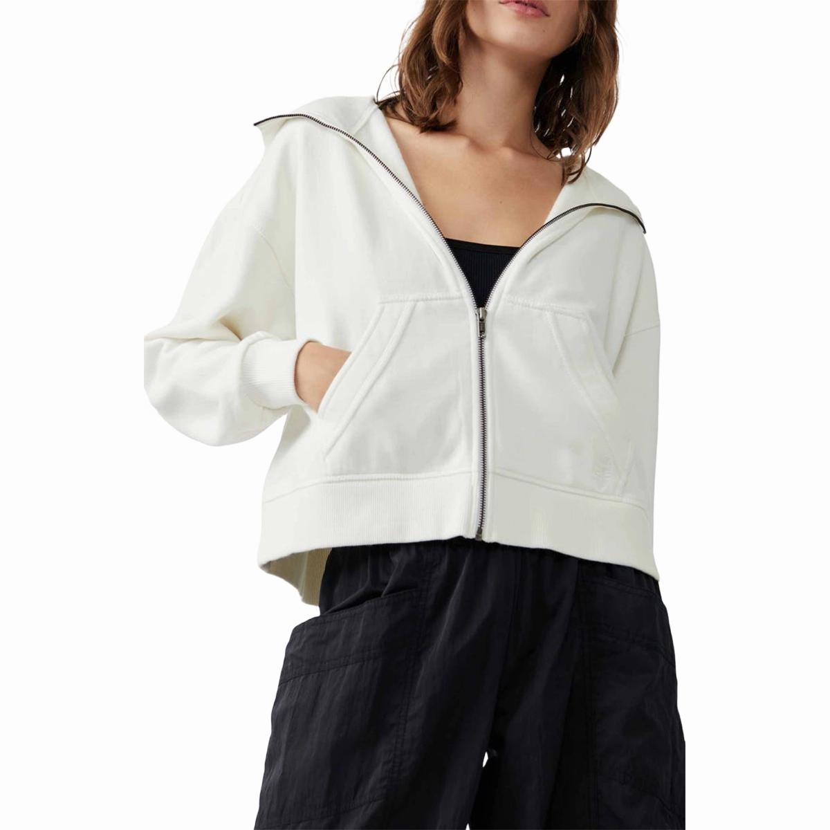 Free People Wild At Heart Zip Up Cropped Jacket