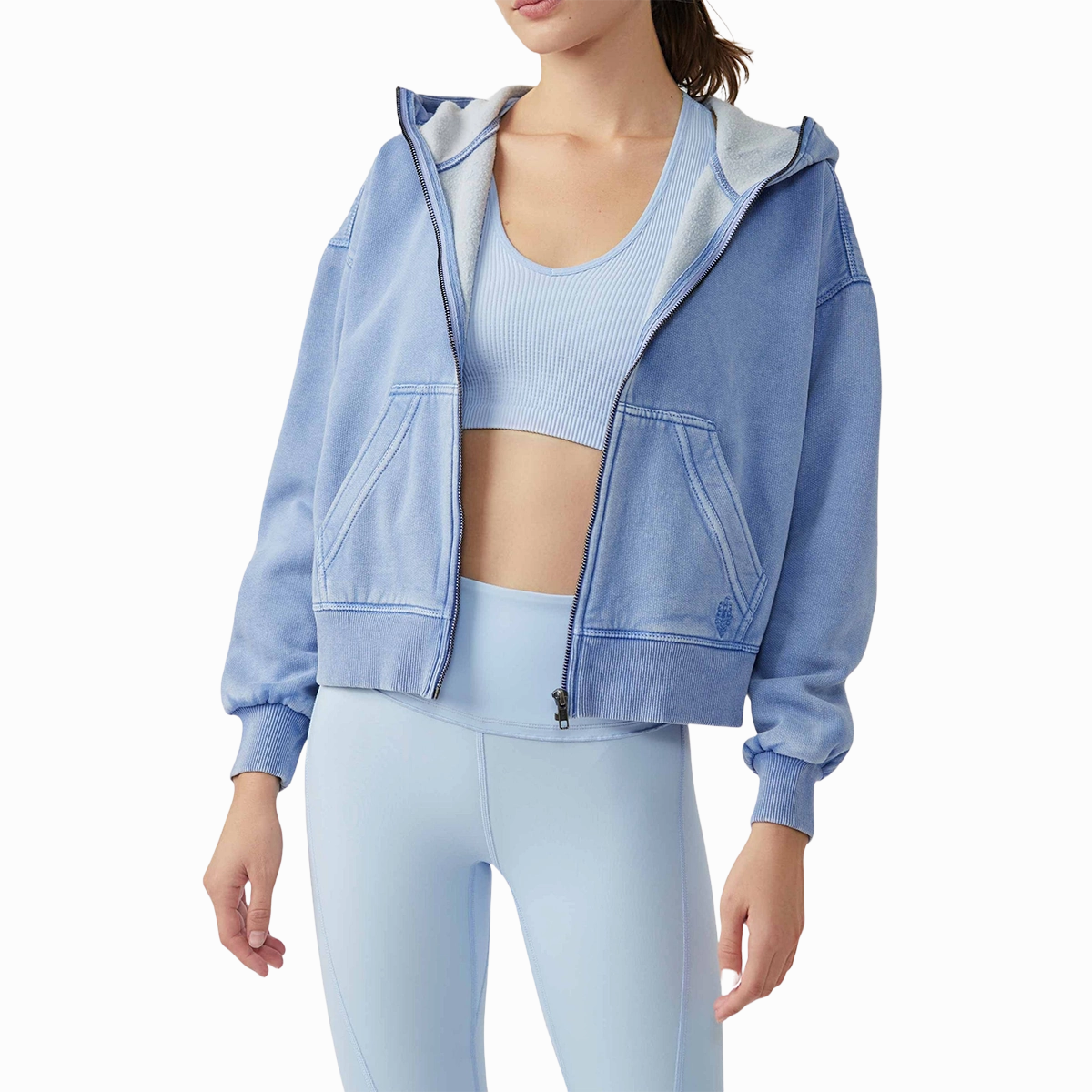 Free People Wild At Heart Zip Up Cropped Jacket
