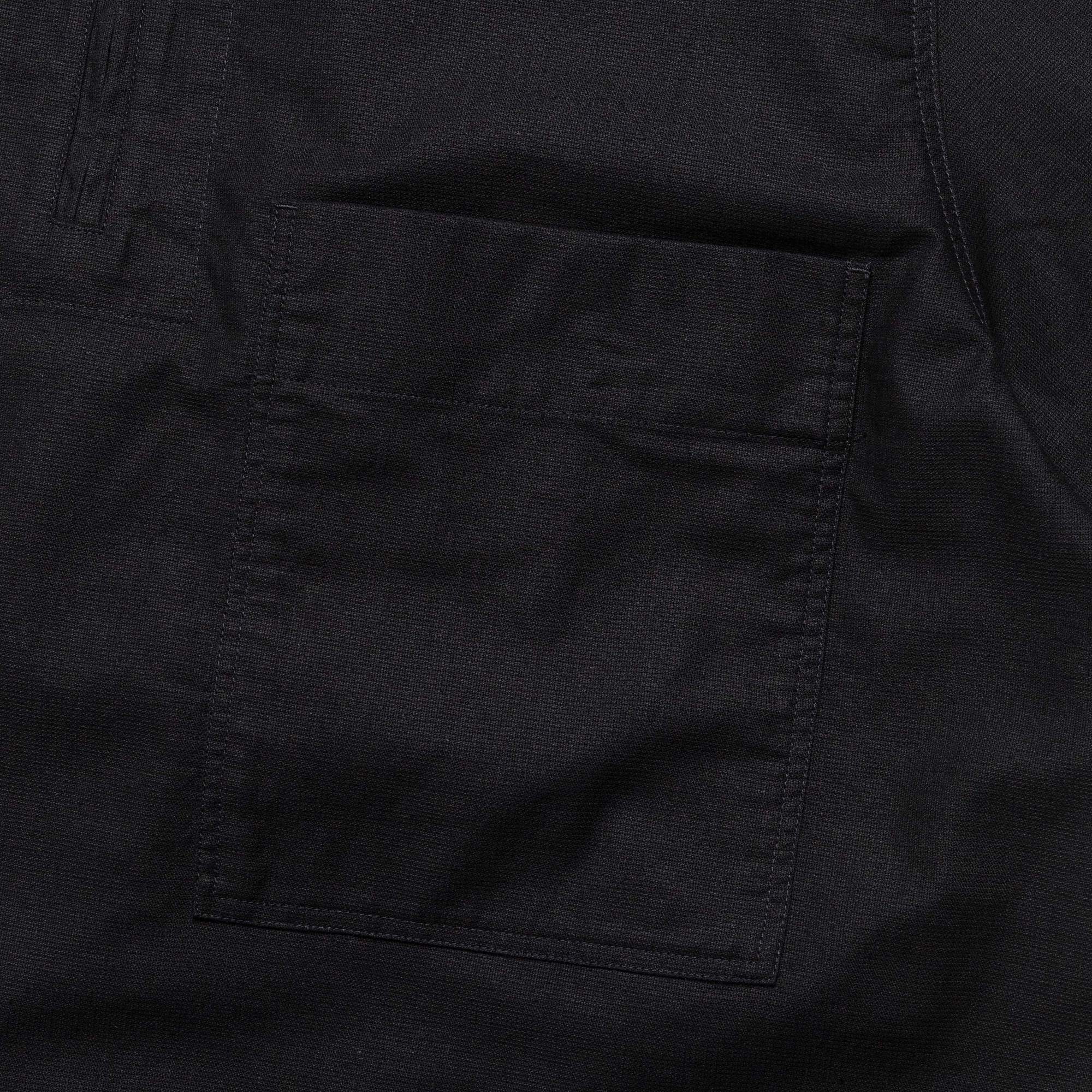 Half Zip Pull On Shirt - Textured Cotton Black