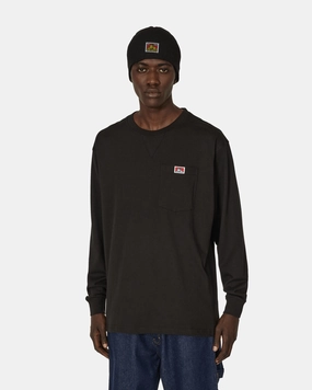 Heavy Duty Classic Label Pocket Longsleeve T-Shirt Black