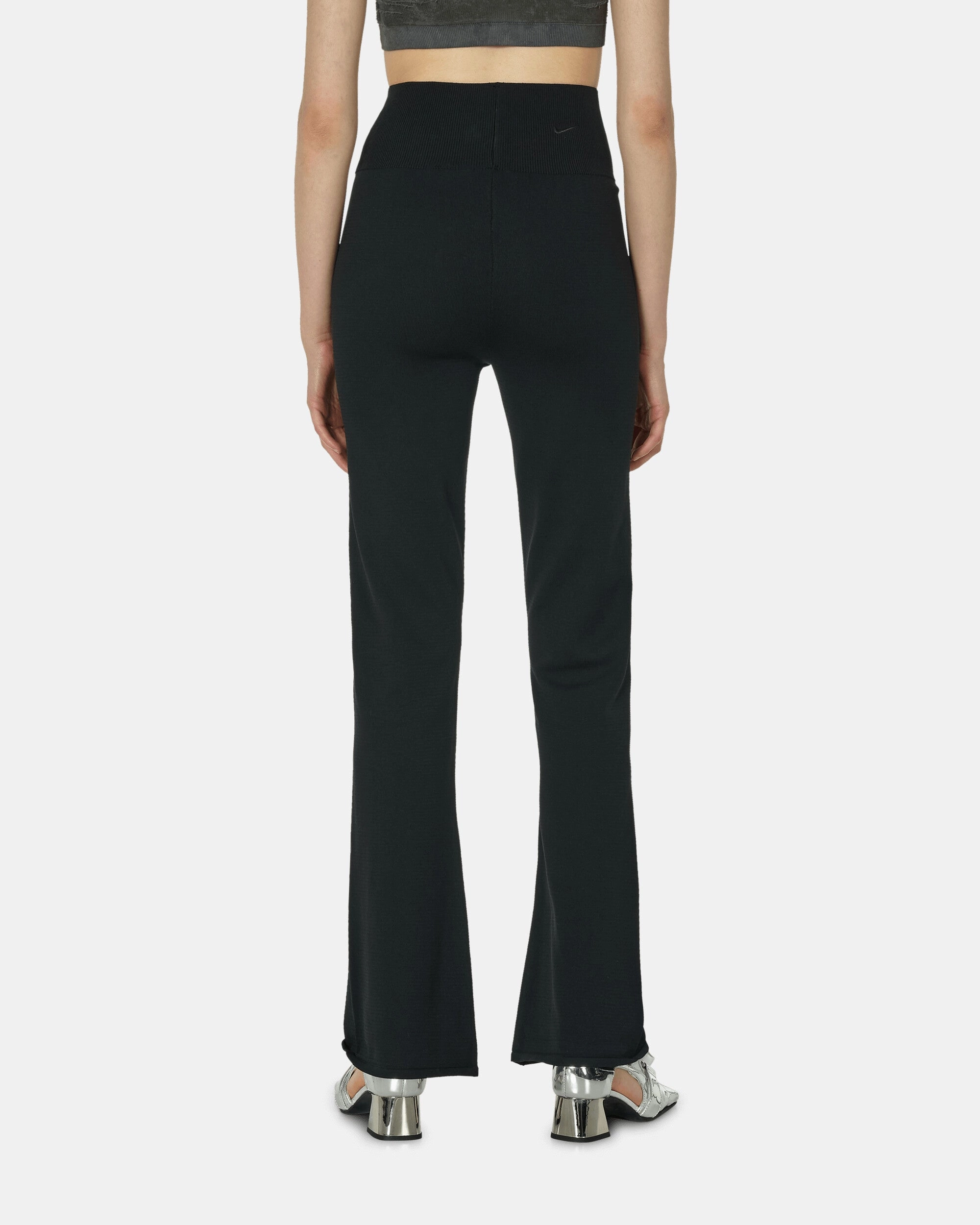 High-Waisted Flared Trousers Black