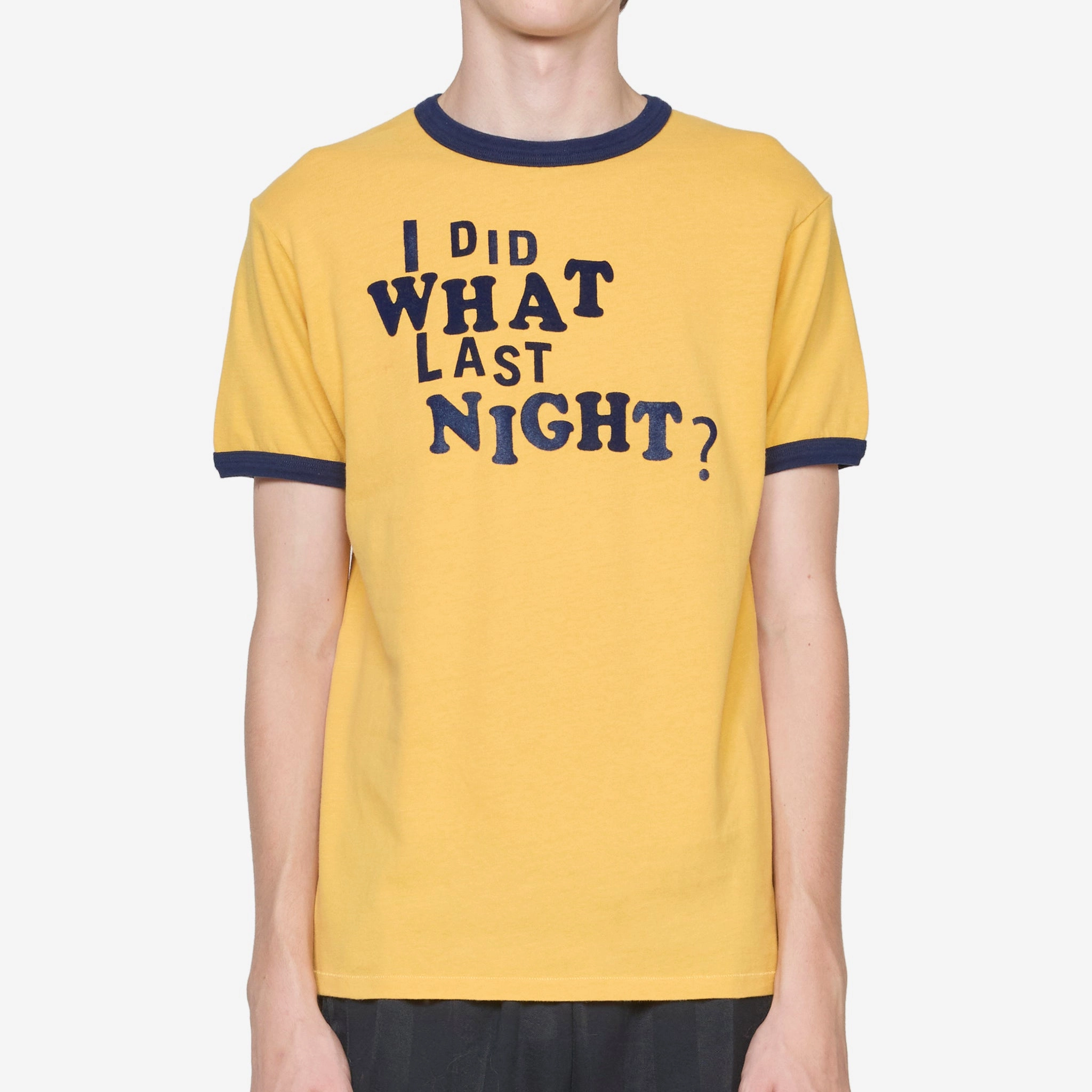 I Did What Last Night Ringer T-Shirt Yellow
