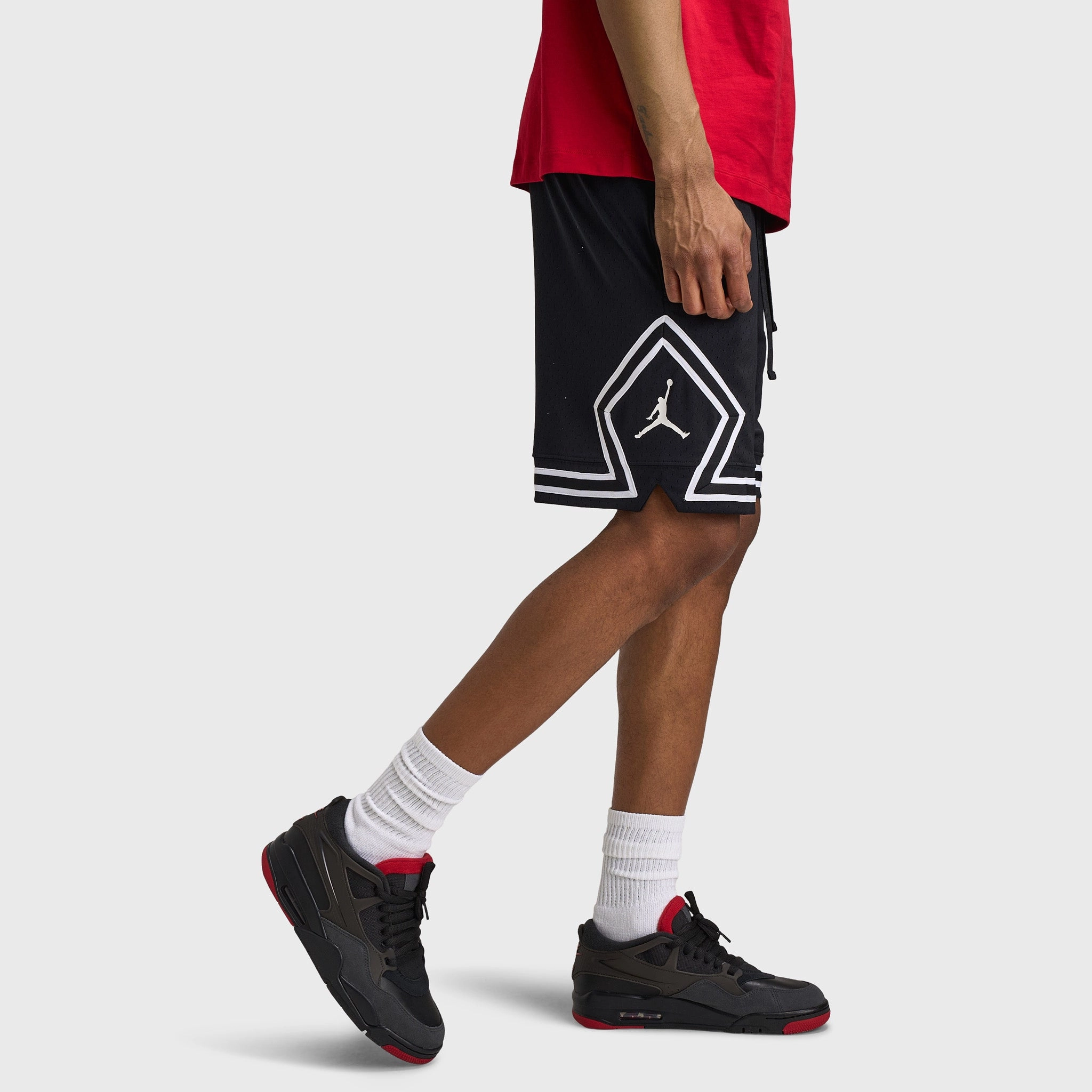 Jordan Dri-FIT Mesh Diamond Shorts Black / White - White