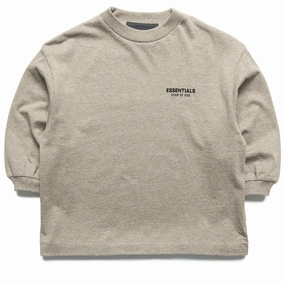 Kids Fear Of God Essentials Jersey L/S Tee - Heather Gray