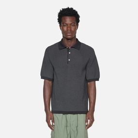 Knit Polo WASHI 2 Tone Black